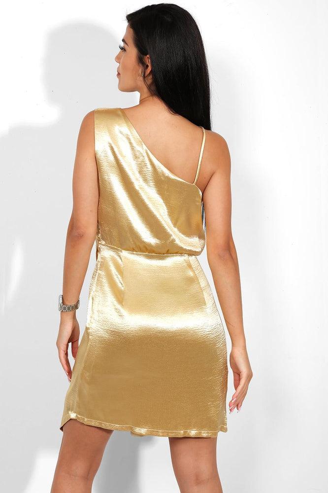 Gold satin V-neck dress