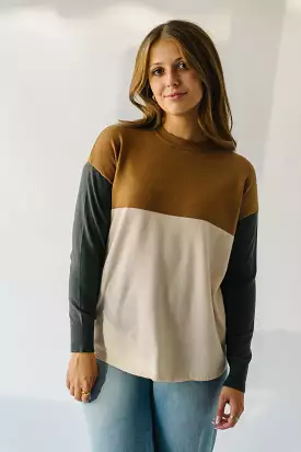 Goodland Colorblock Sweater Camel Charcoal