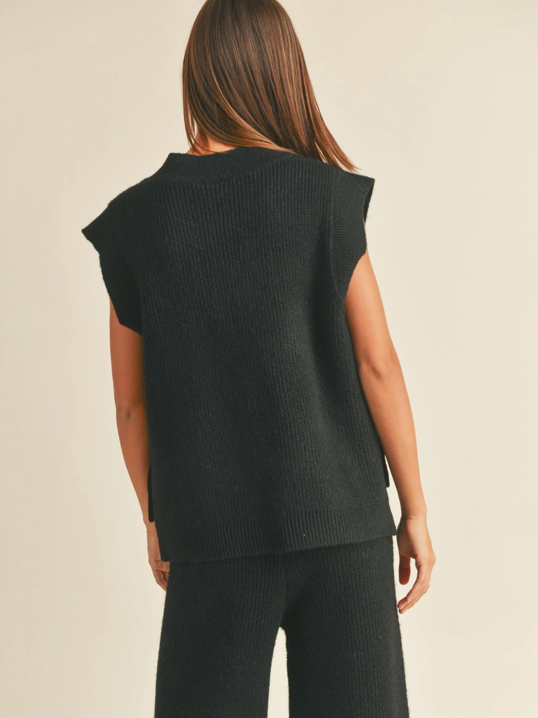 Gracie Black Sweater Vest Top