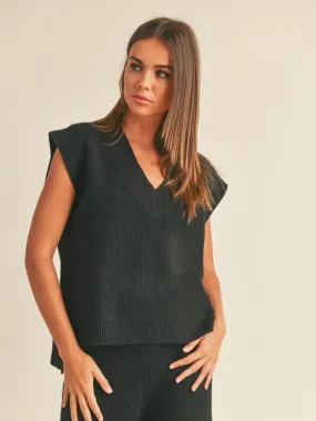 Gracie Black Sweater Vest Top