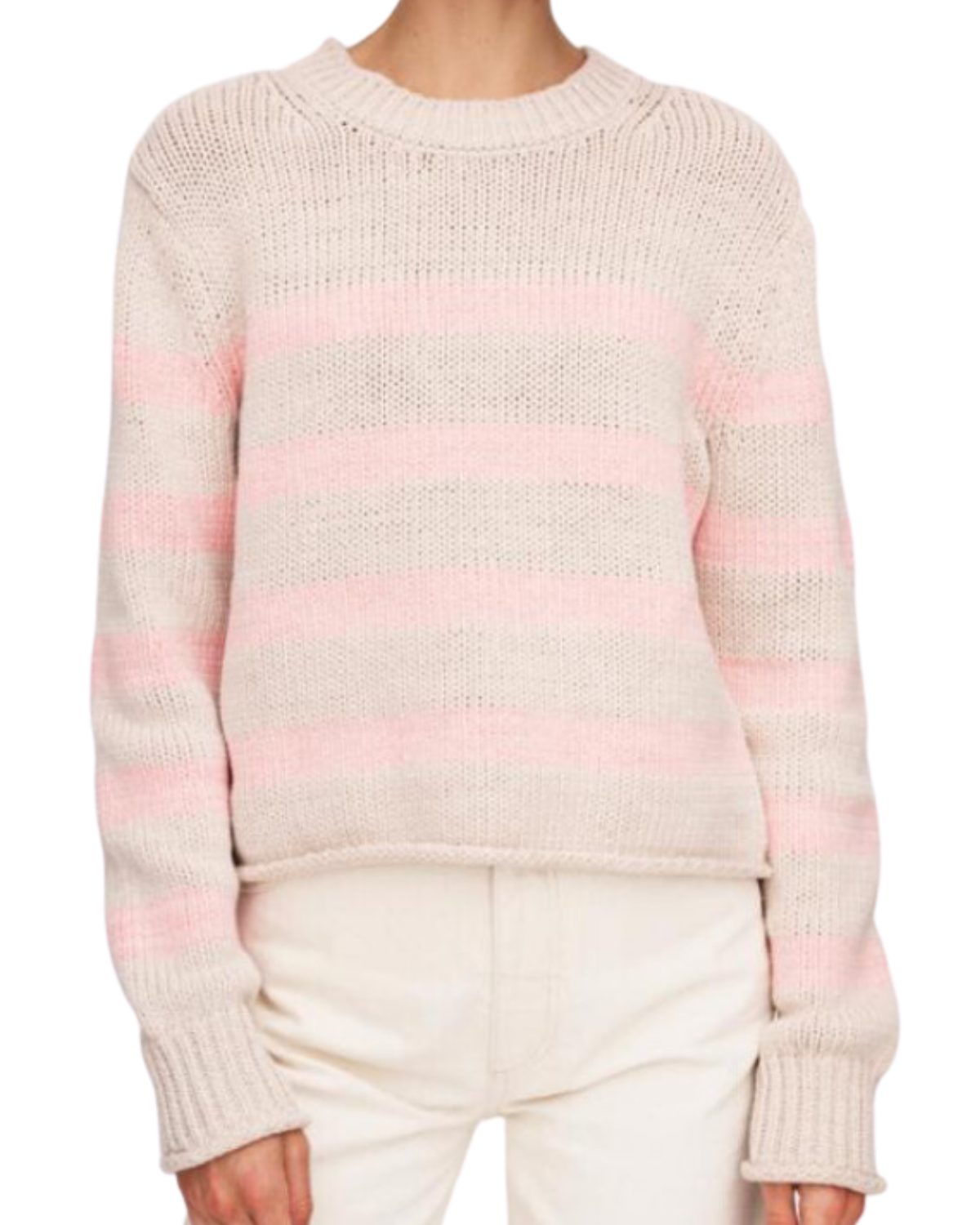 Grapefruit Combo Cotton Rope Striped Sweater