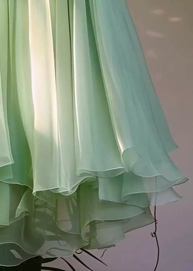 Green Chiffon Pleated Skirt with Elastic Waist - Summer Fashion AB1011