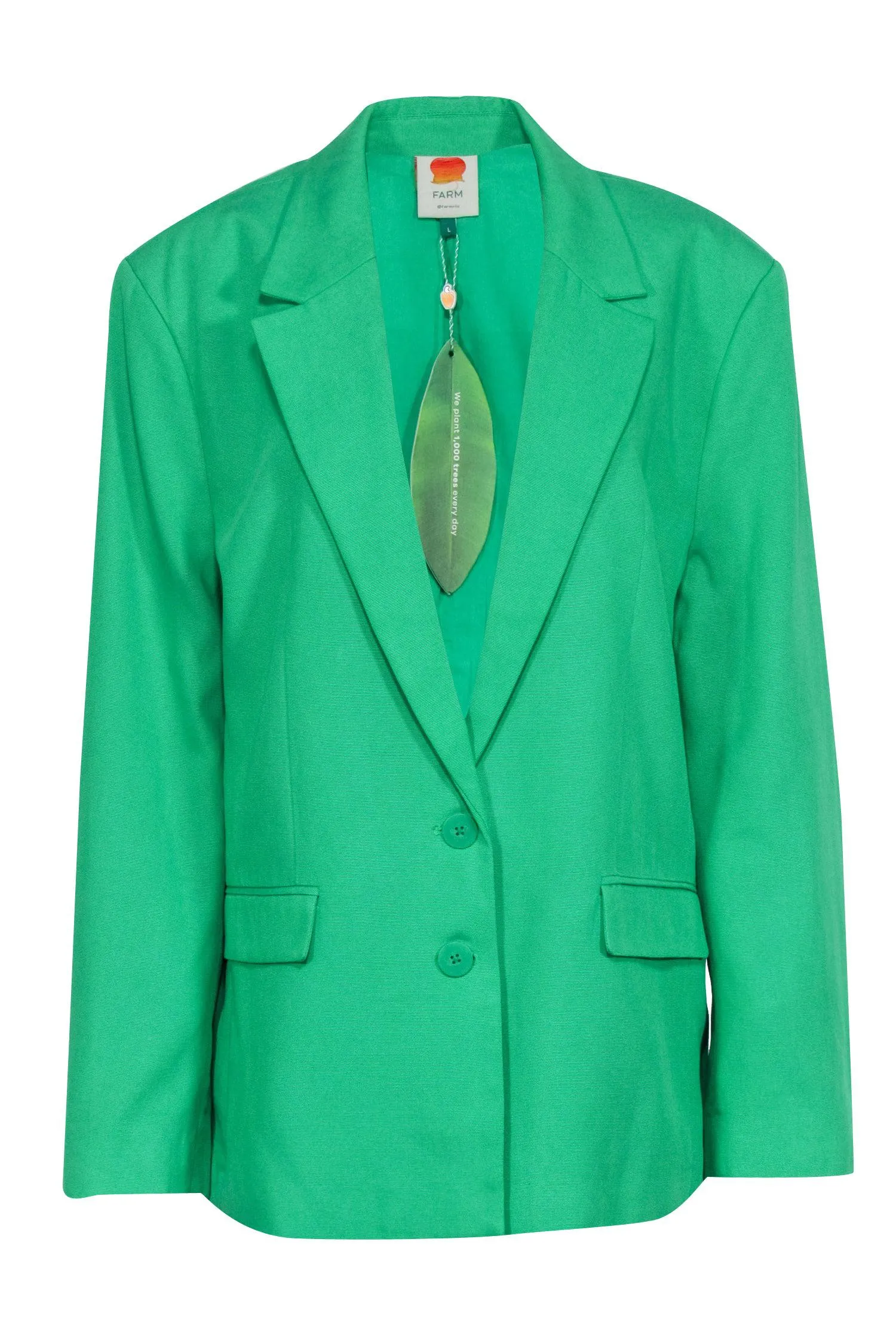 Green Oversized Cotton Blend Blazer Farm Size L