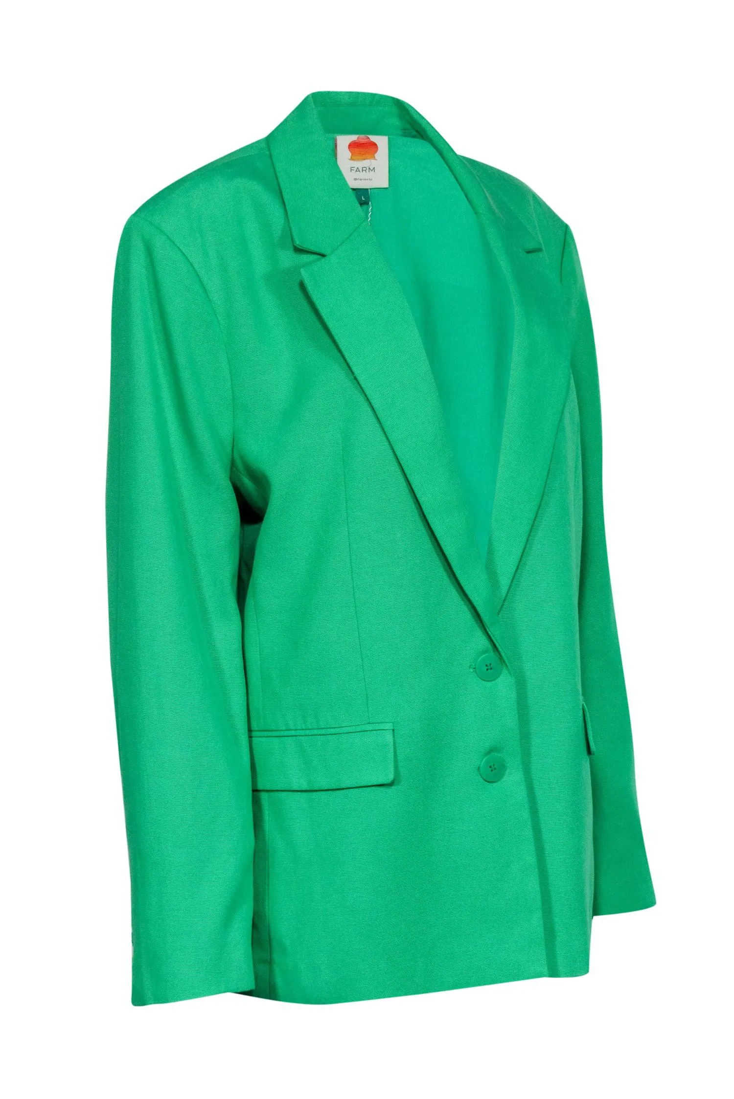 Green Oversized Cotton Blend Blazer Farm Size L