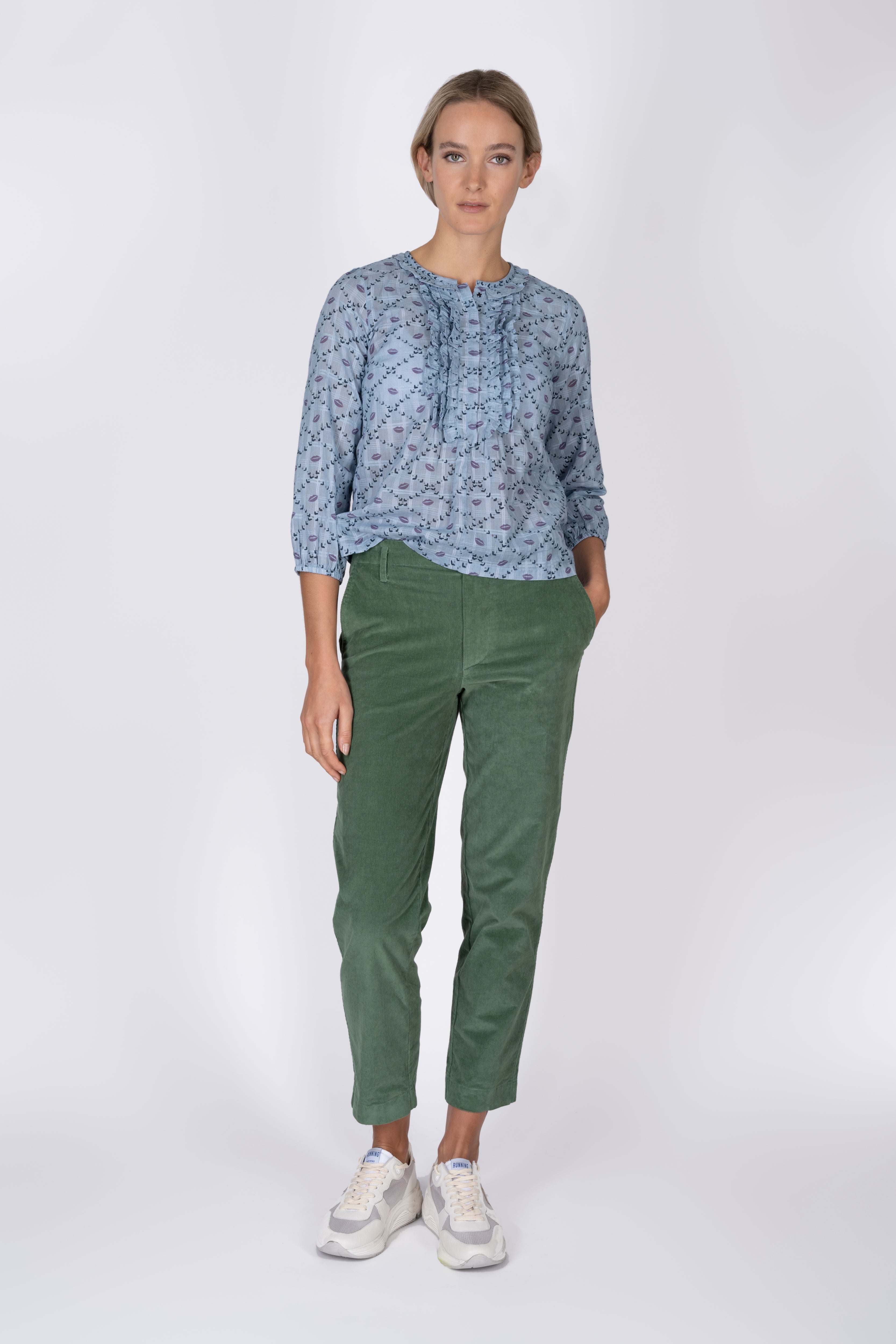 Green Stretch Pincord Trousers