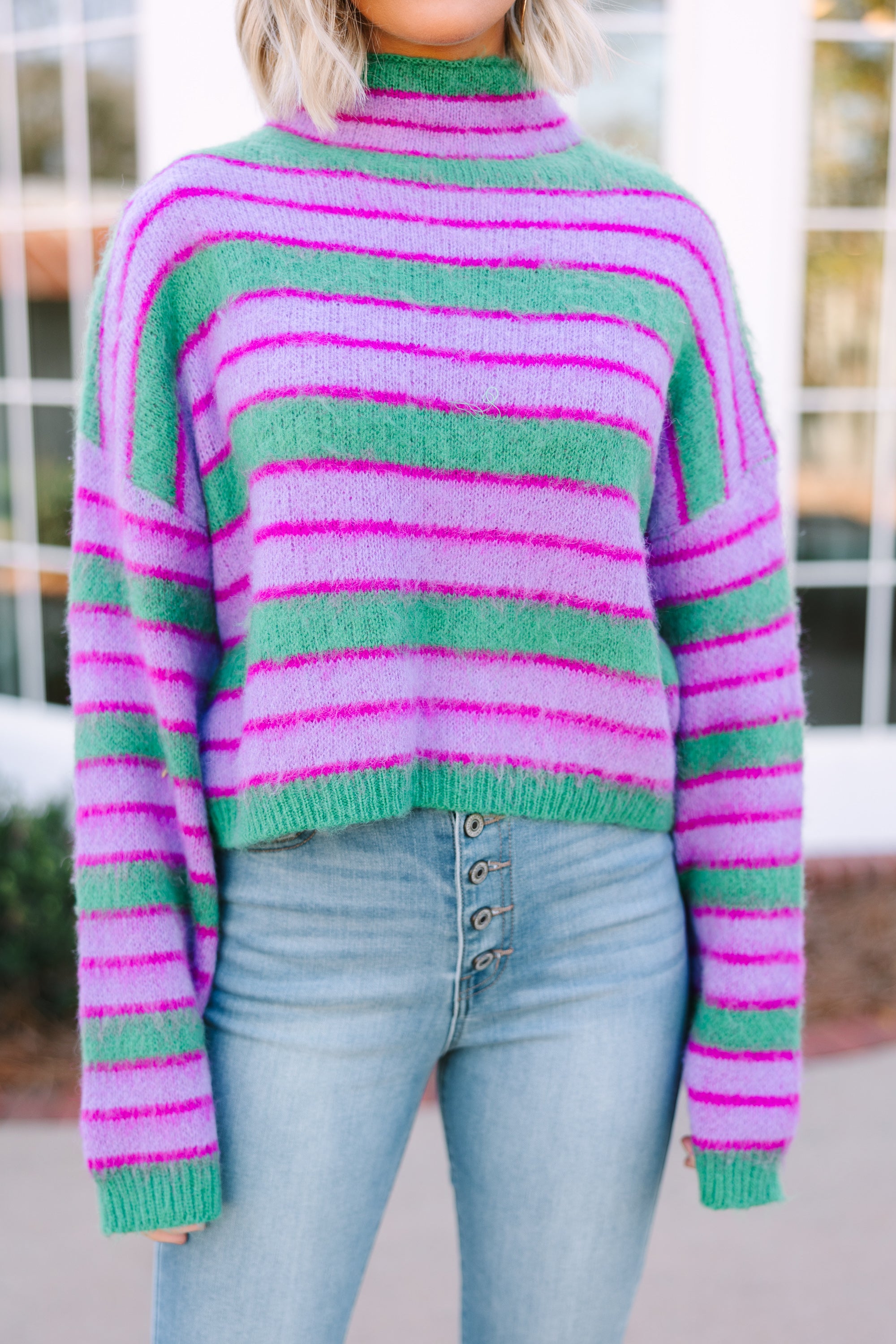 Green Striped Sweater: Modern Muse Collection