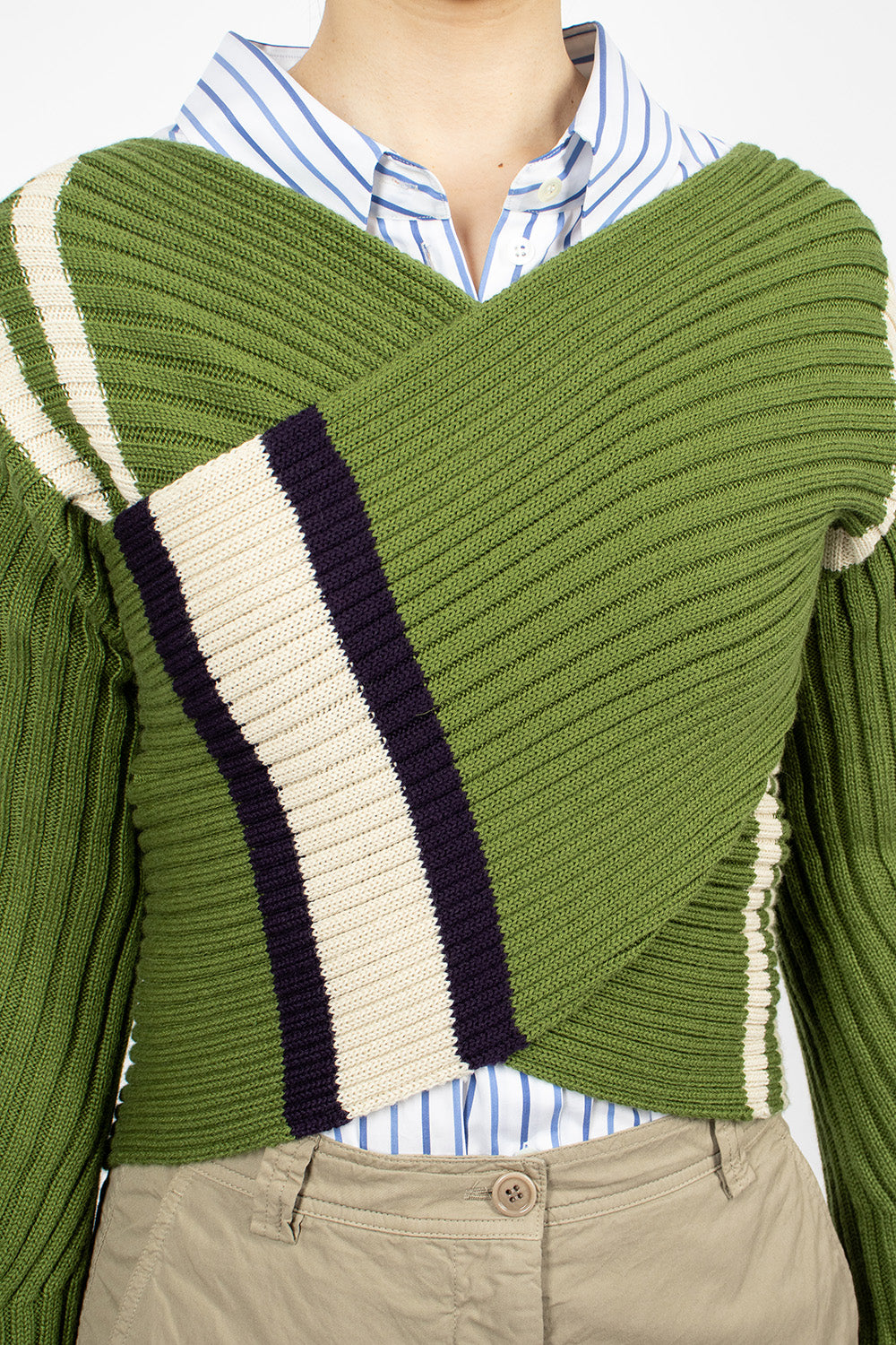 Green Wrap Scarf Sweater