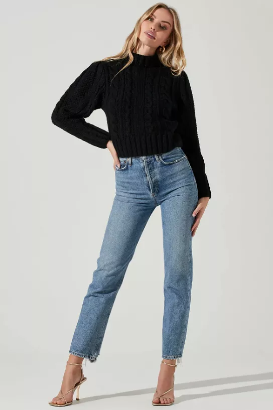 Haisley Cable Knit Turtleneck Sweater - Black - Buy Online