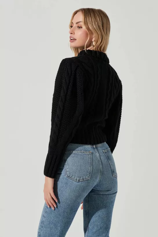 Haisley Cable Knit Turtleneck Sweater - Black - Buy Online