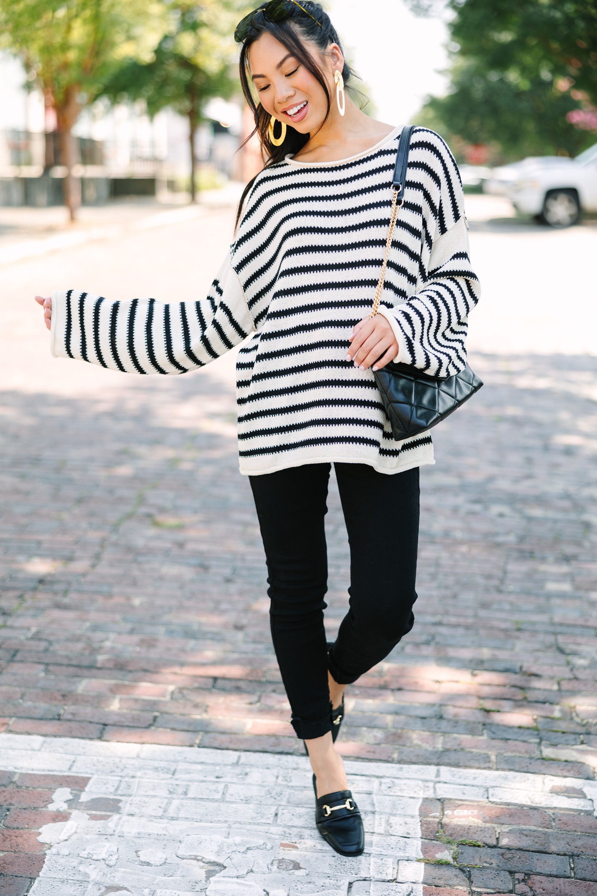 Happy Ivory White Striped Jumper - Shop Now