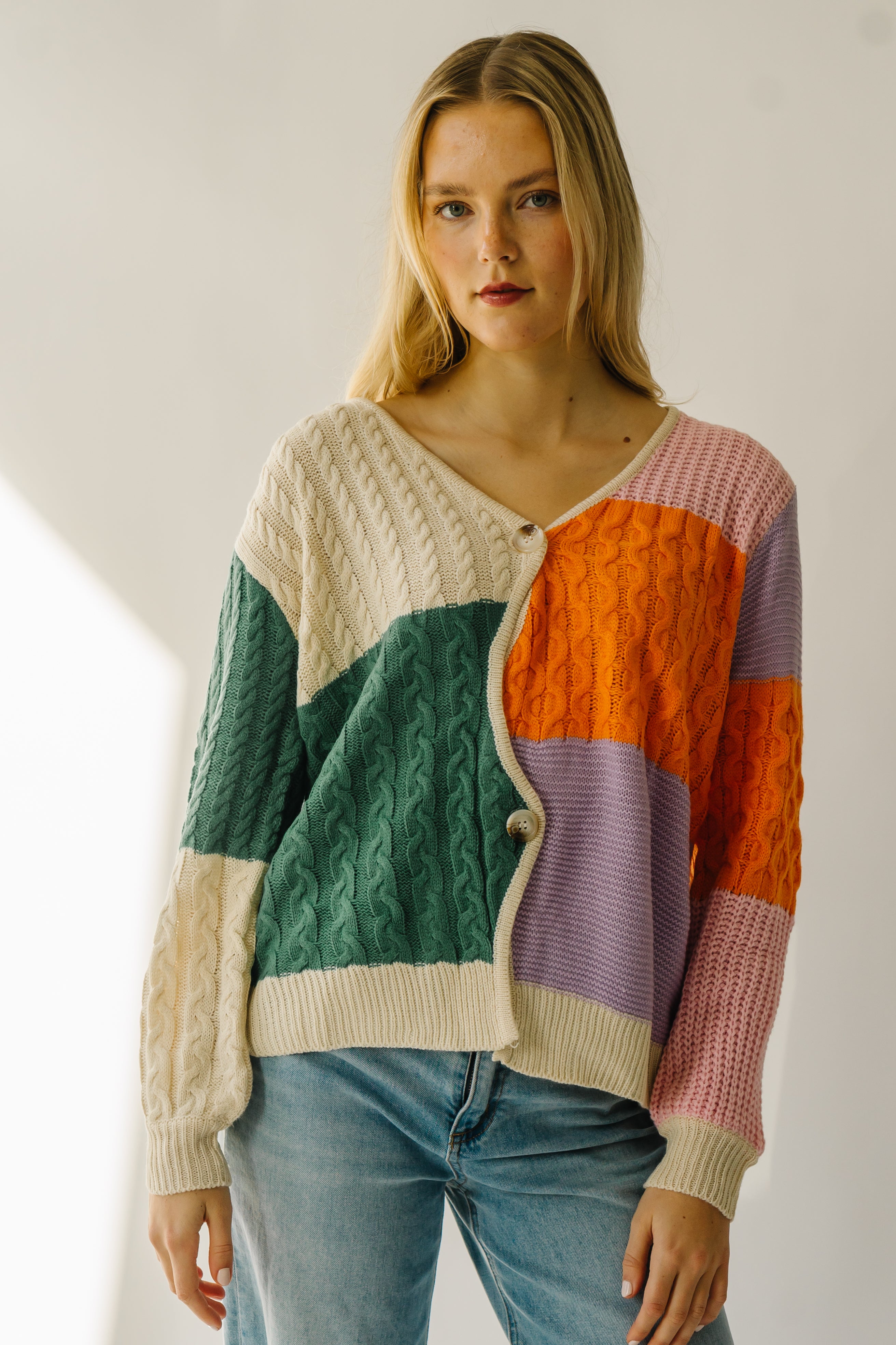 Harlingen Colorblock Cardigan Orange - Buy Now!