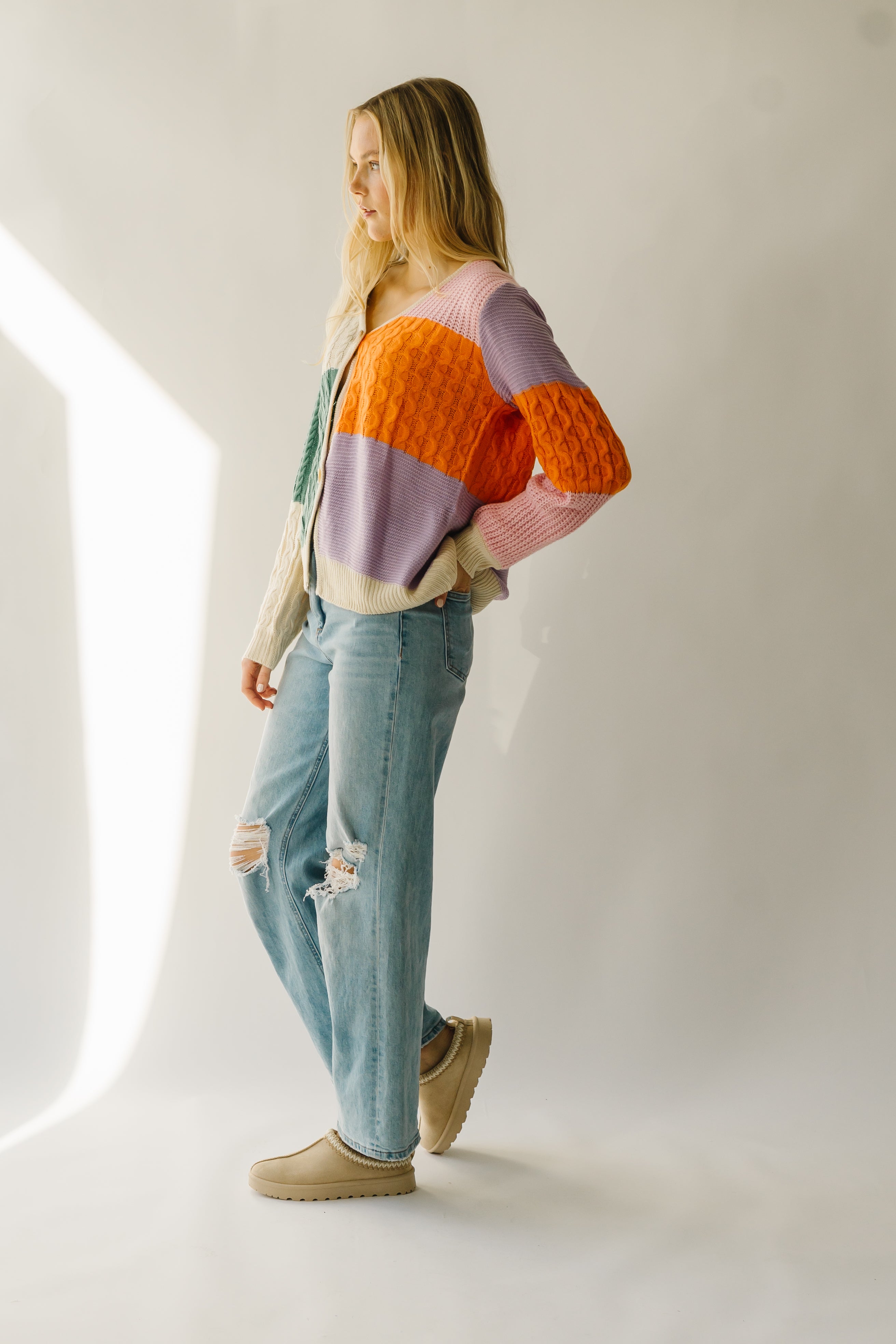 Harlingen Colorblock Cardigan Orange - Buy Now!