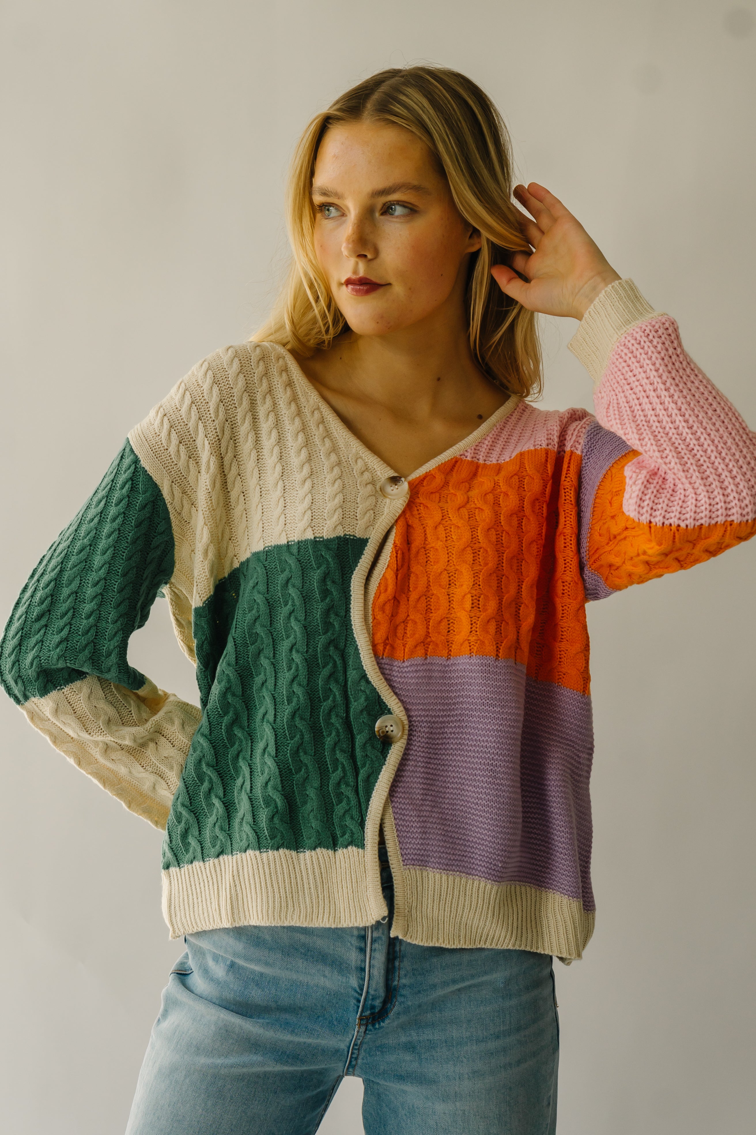 Harlingen Colorblock Cardigan Orange - Buy Now!