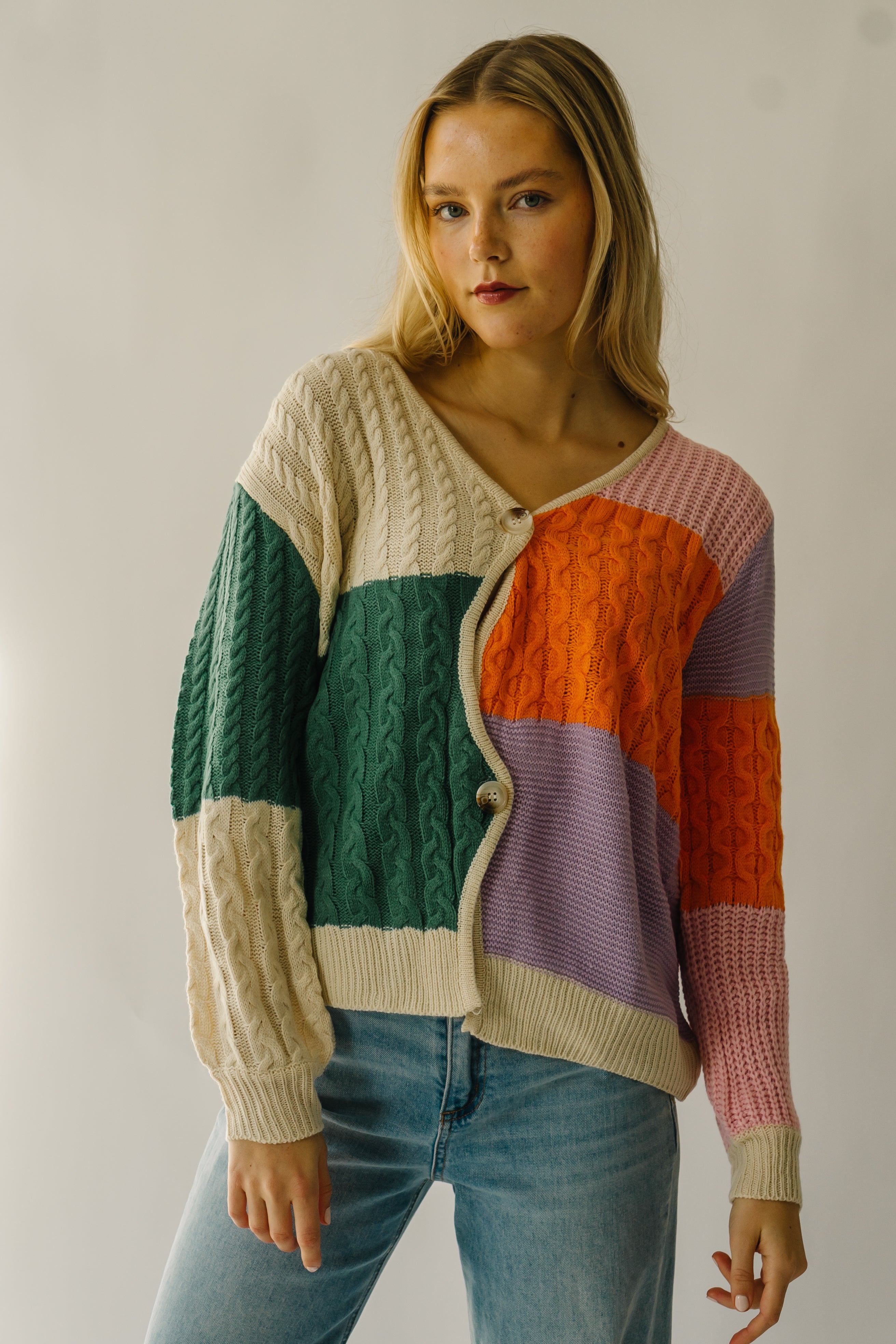 Harlingen Colorblock Cardigan Orange - Buy Now!