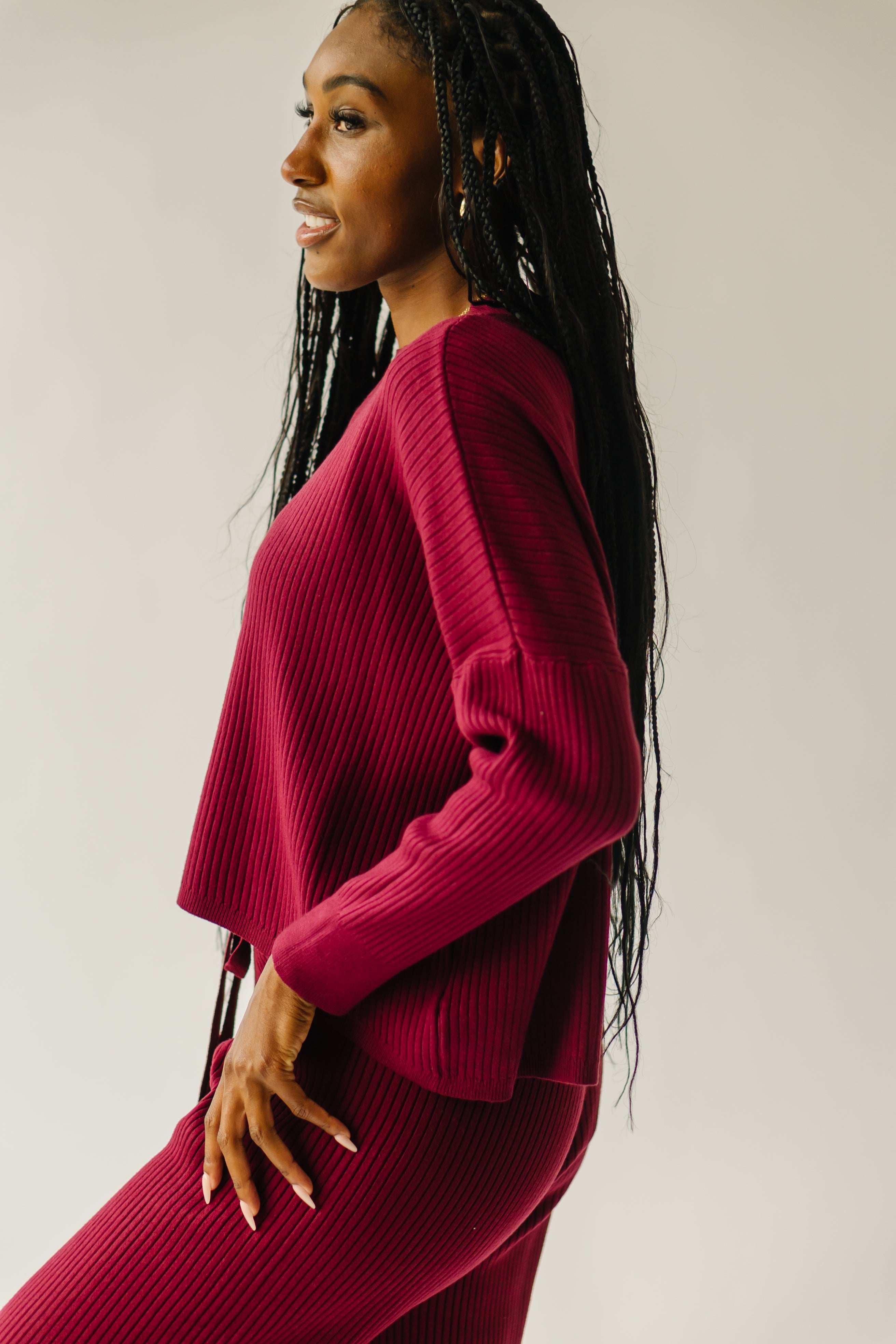 Hartly Ribbed Cropped Sweater Mulberry