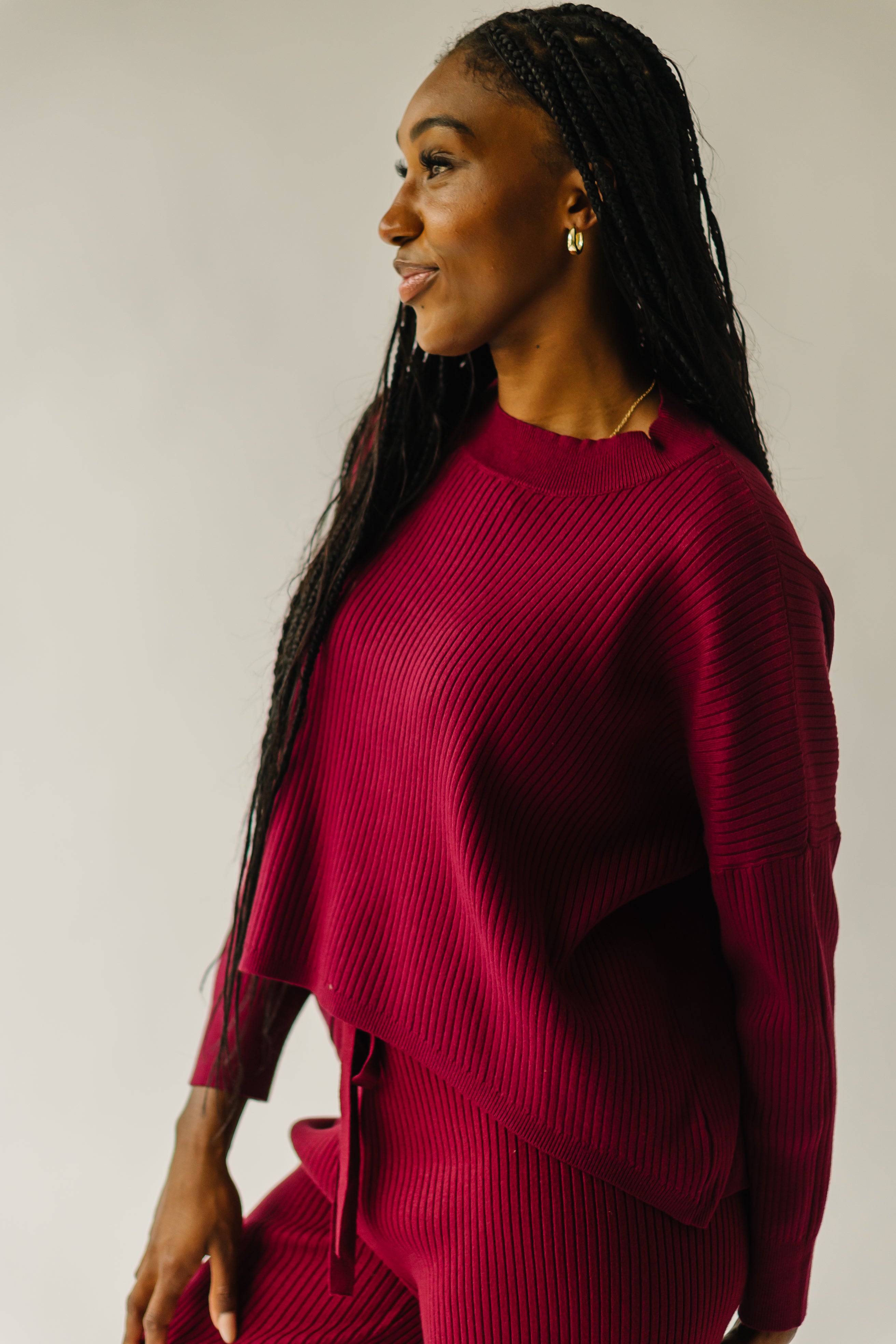 Hartly Ribbed Cropped Sweater Mulberry