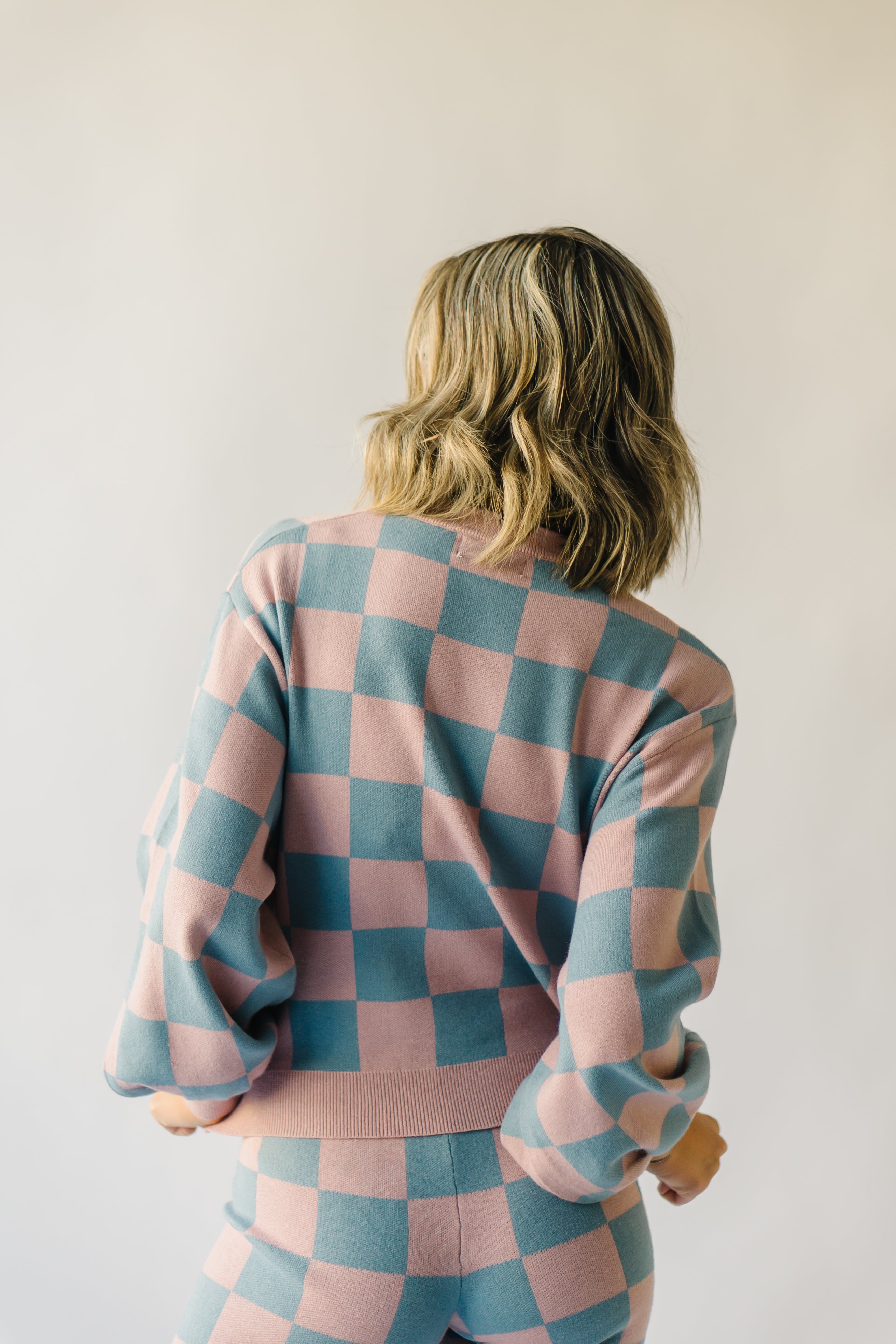 Hermione Checkered Sweater Mauve Blue - Buy Now