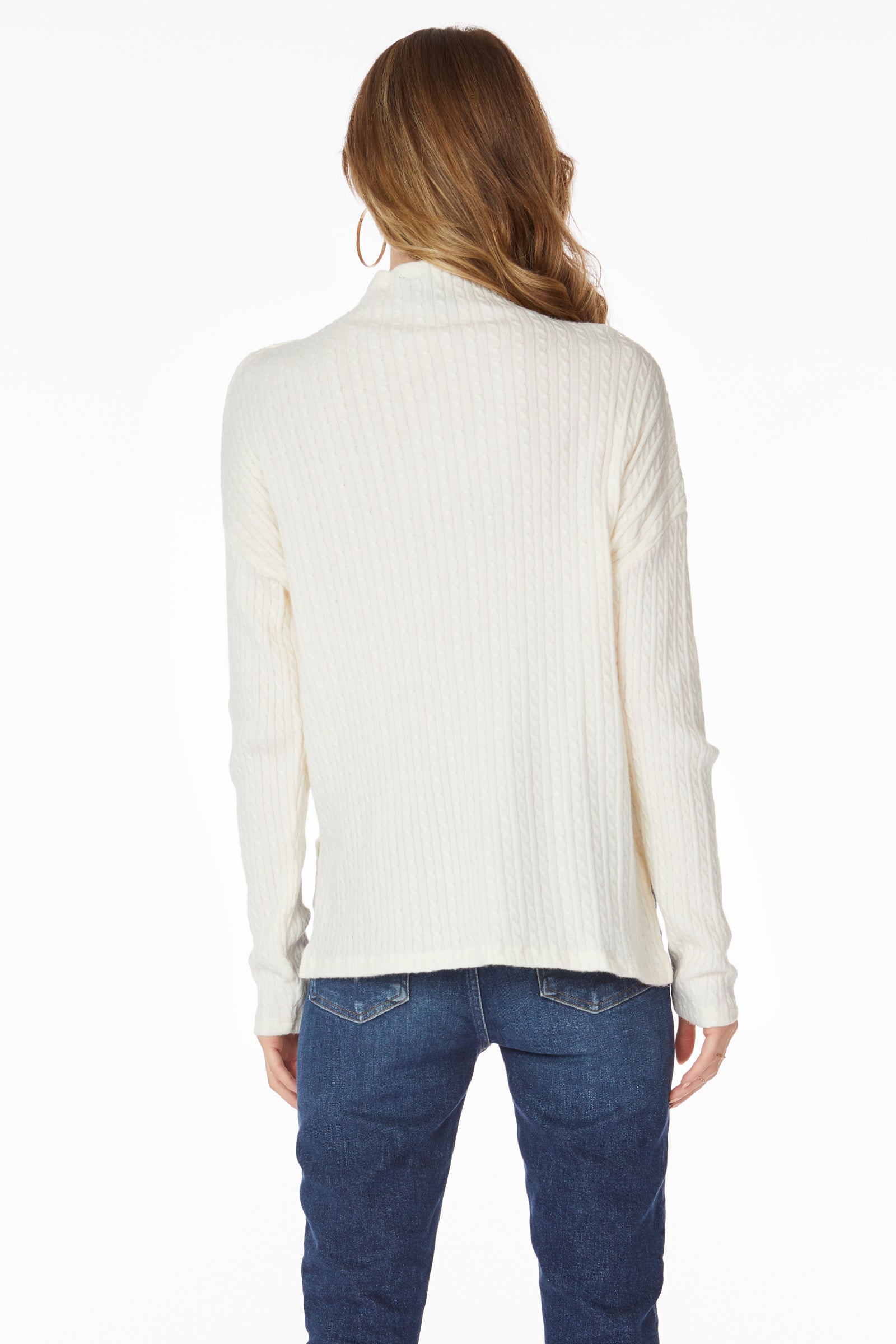 High-low hem mock turtleneck