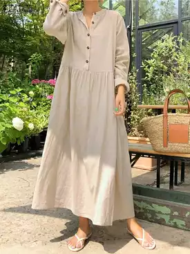 High Neck Loose Open Tube Long Dress L 000686014 for Women