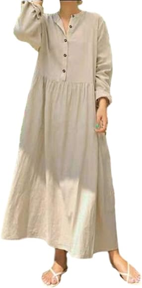 High Neck Loose Open Tube Long Dress L 000686014 for Women