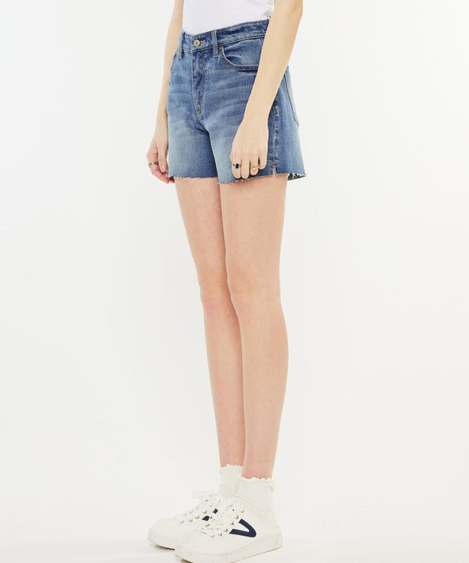 High Rise Denim Shorts - Medium Wash - Shop now