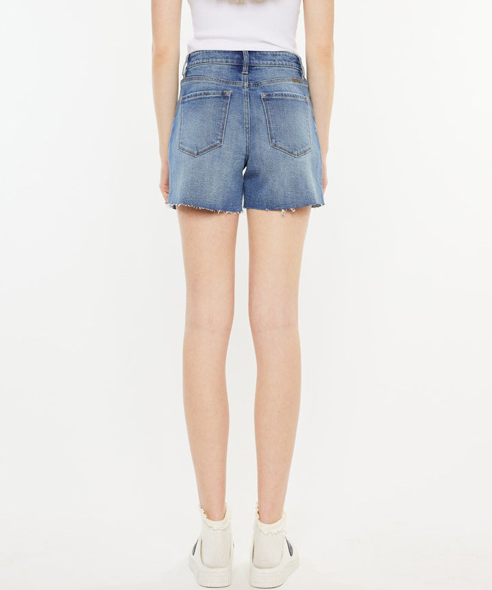 High Rise Denim Shorts - Medium Wash - Shop now