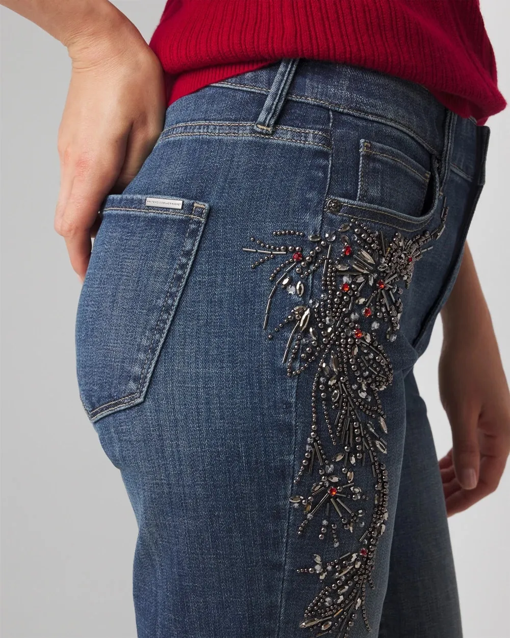 High-Rise Everyday Soft Denim Embroidered Bootcut Jean