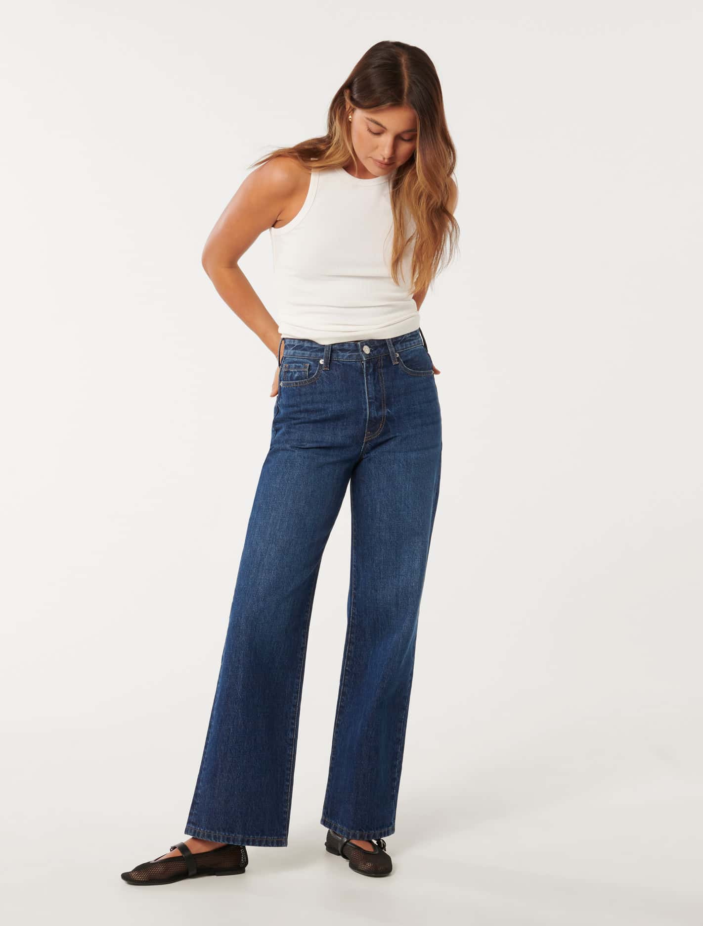 High-rise Sky Straight Leg Denim Jeans