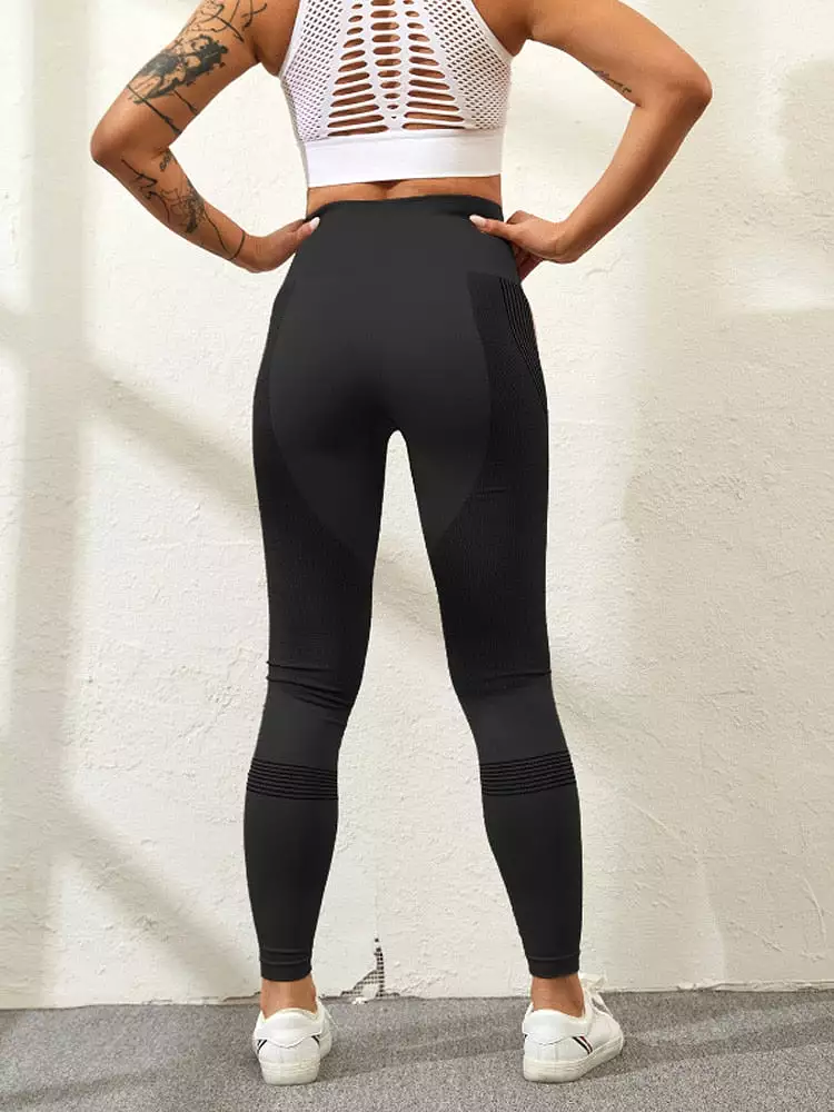 High Waist Peach Hips Gym Leggings - Quick-drying Sports Stretch Fitness Pants for Women