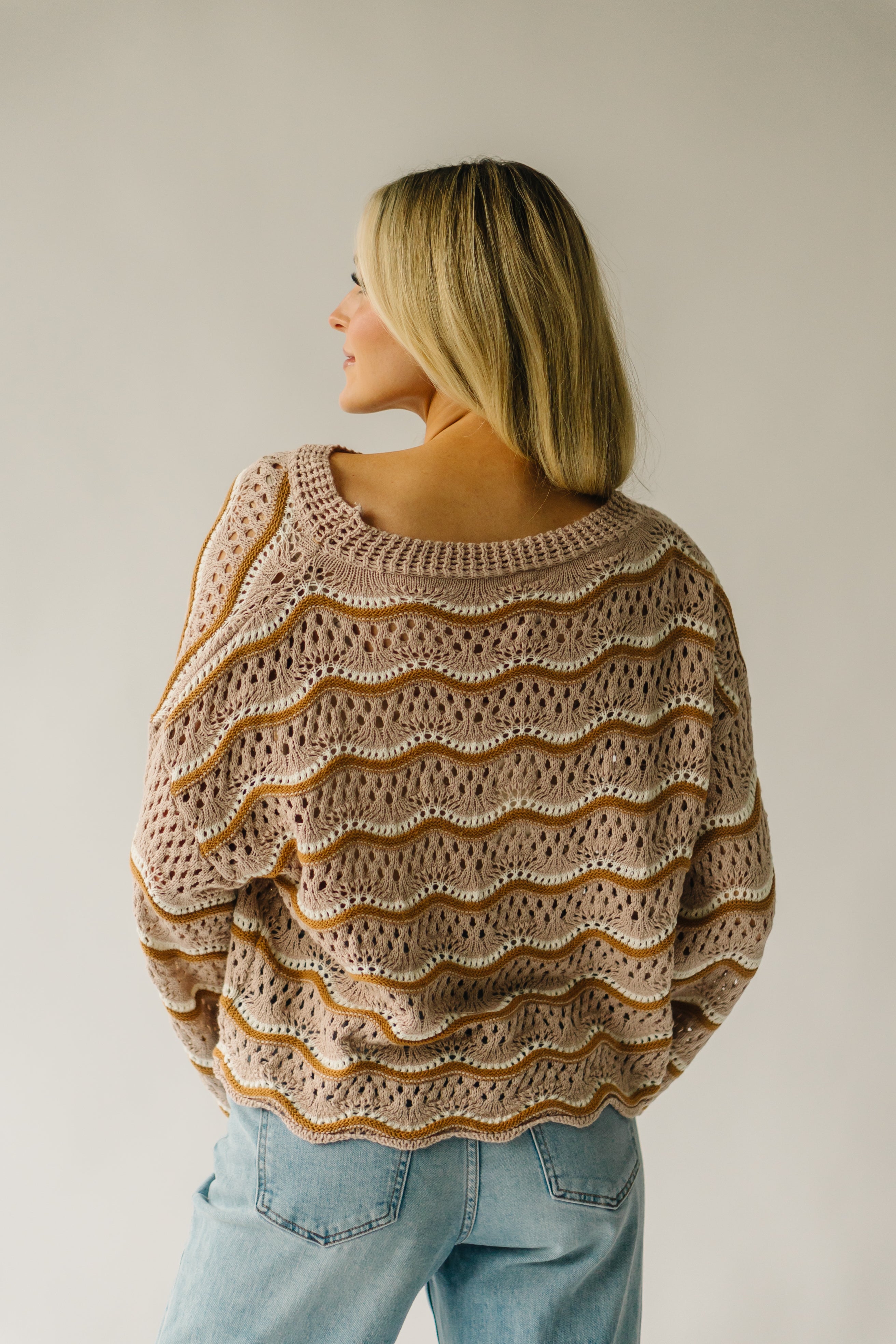 Hondo Wavy Crochet Sweater - Taupe Multi.