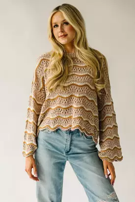 Hondo Wavy Crochet Sweater - Taupe Multi.