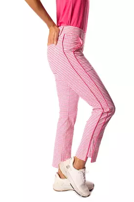 Hot Pink and White Checkered Stretch Ankle Pants.