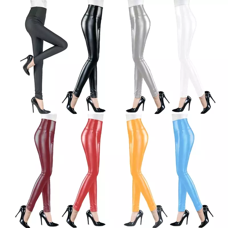 Hot sale women's PU leather pants, high elastic waist leggings.