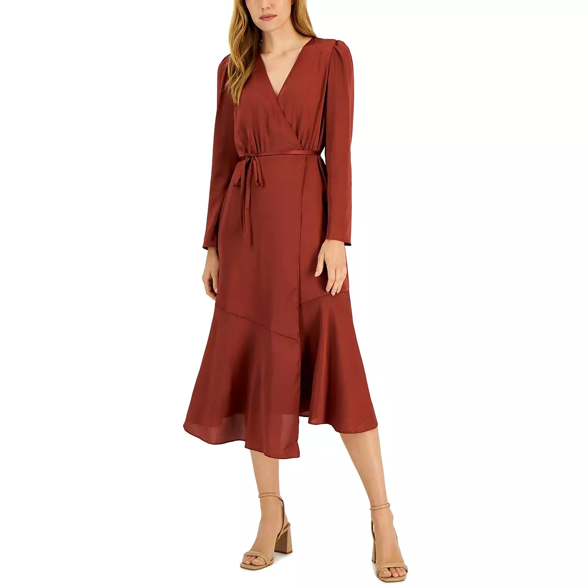 INC Women's Midi Wrap Dress with Belt