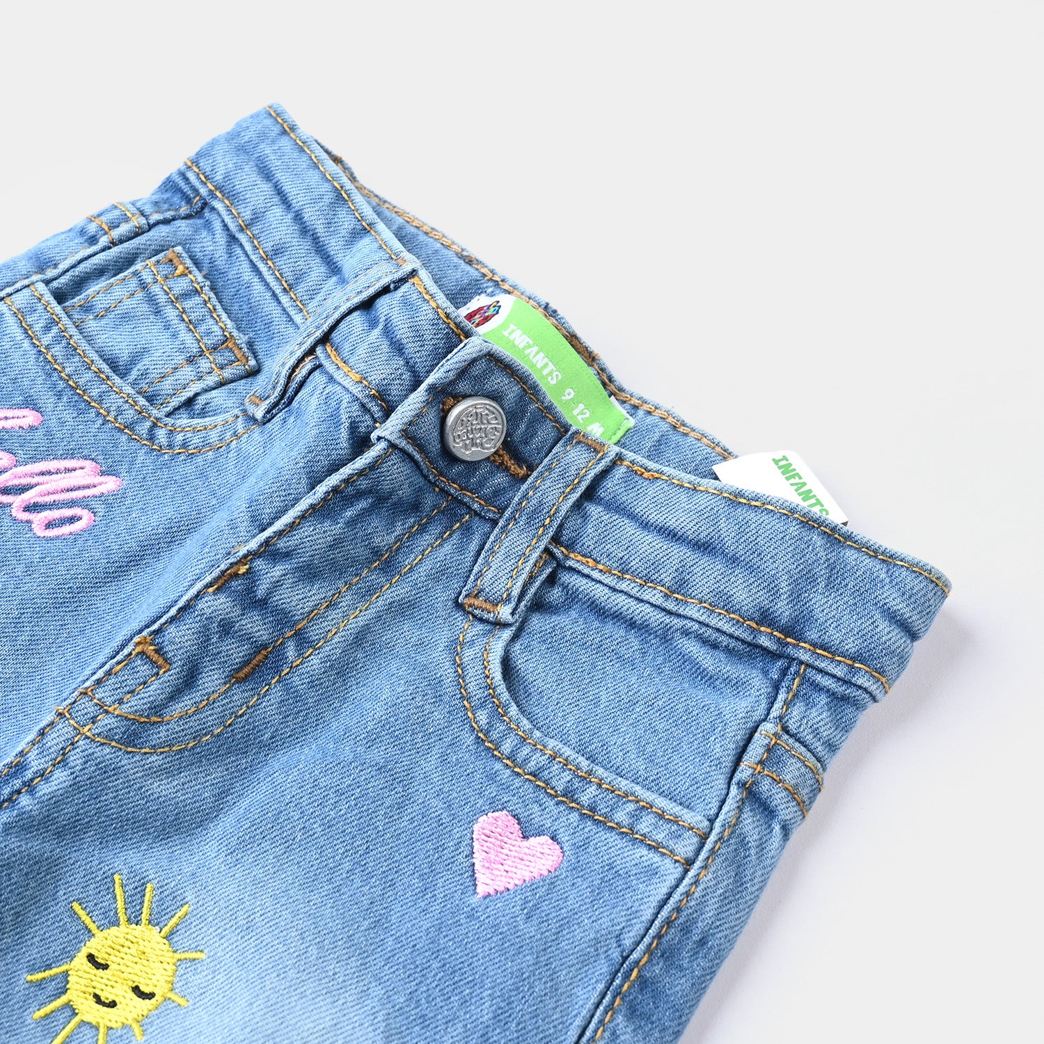 Infant Girls Denim Pants Sun Shine Rainbow Ice Blue