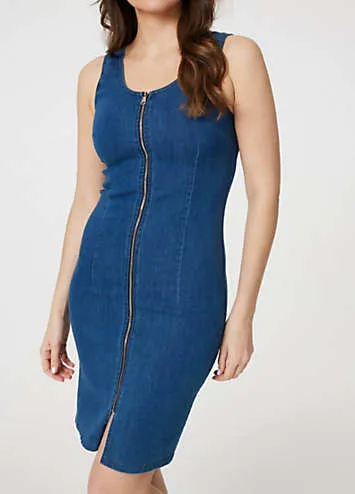 Denim Sleeveless Zip Front Shift Dress by Izabel London (Grattan)