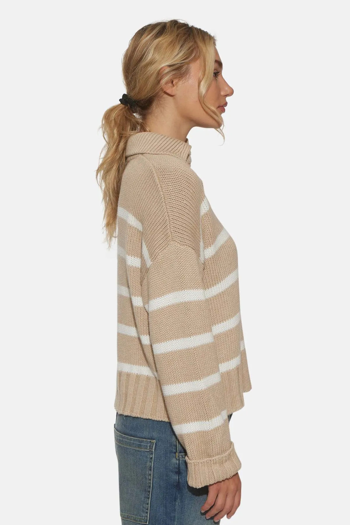 Beige and White Striped Jackie Sweater - Shop Now