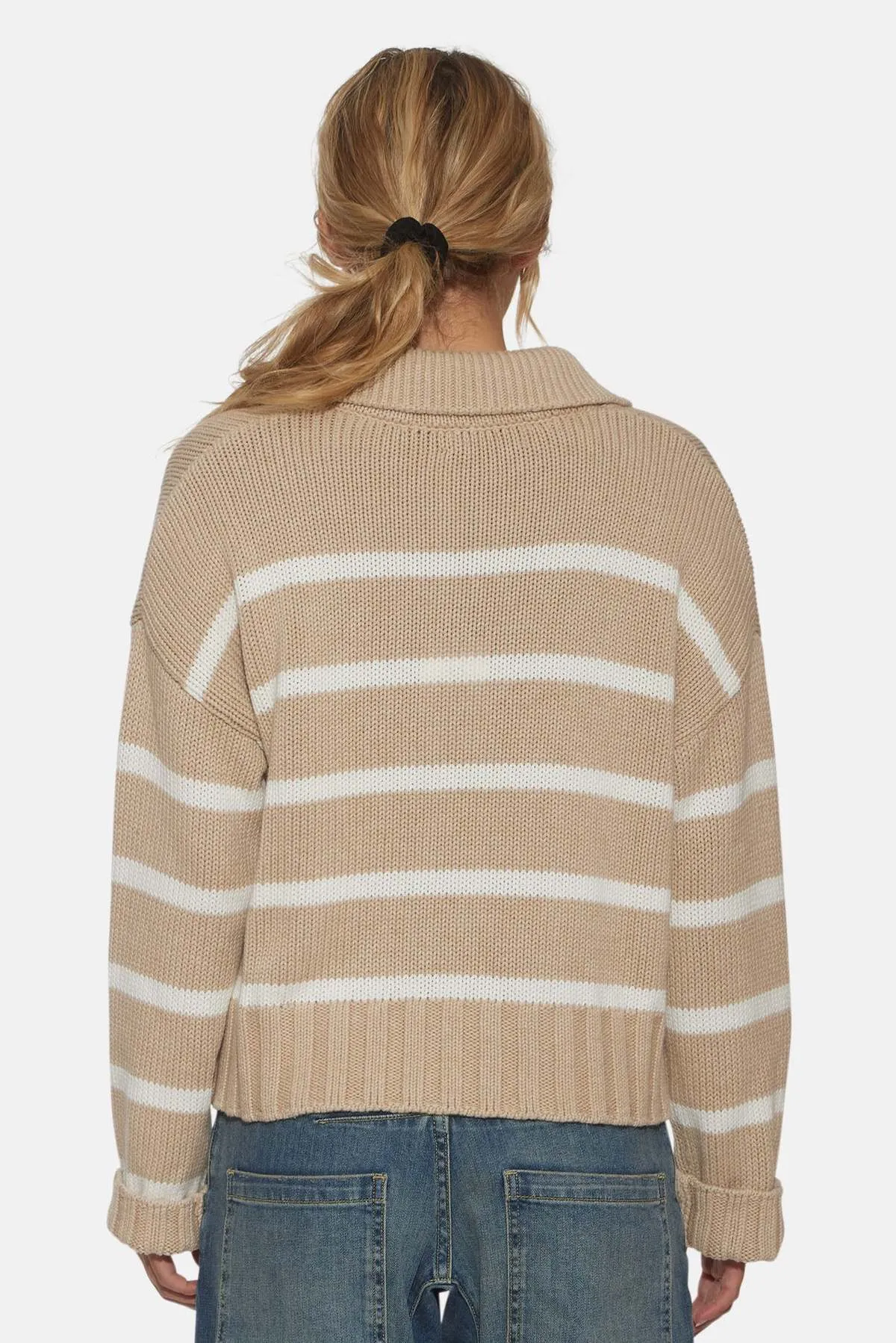 Beige and White Striped Jackie Sweater - Shop Now