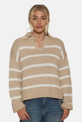 Beige and White Striped Jackie Sweater - Shop Now