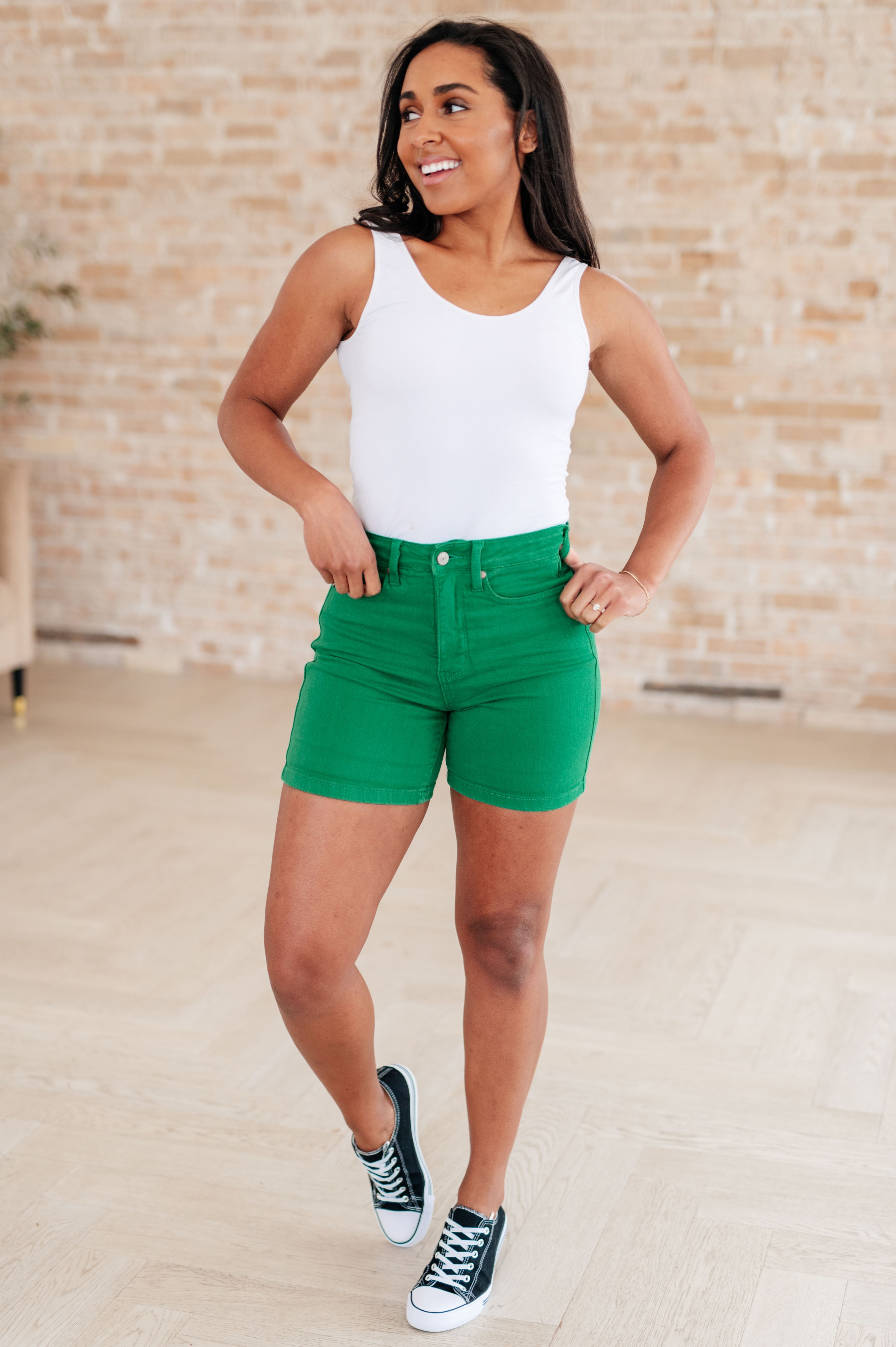 Jenna Green High Rise Control Top Cuffed Shorts - [ecommerce website name]