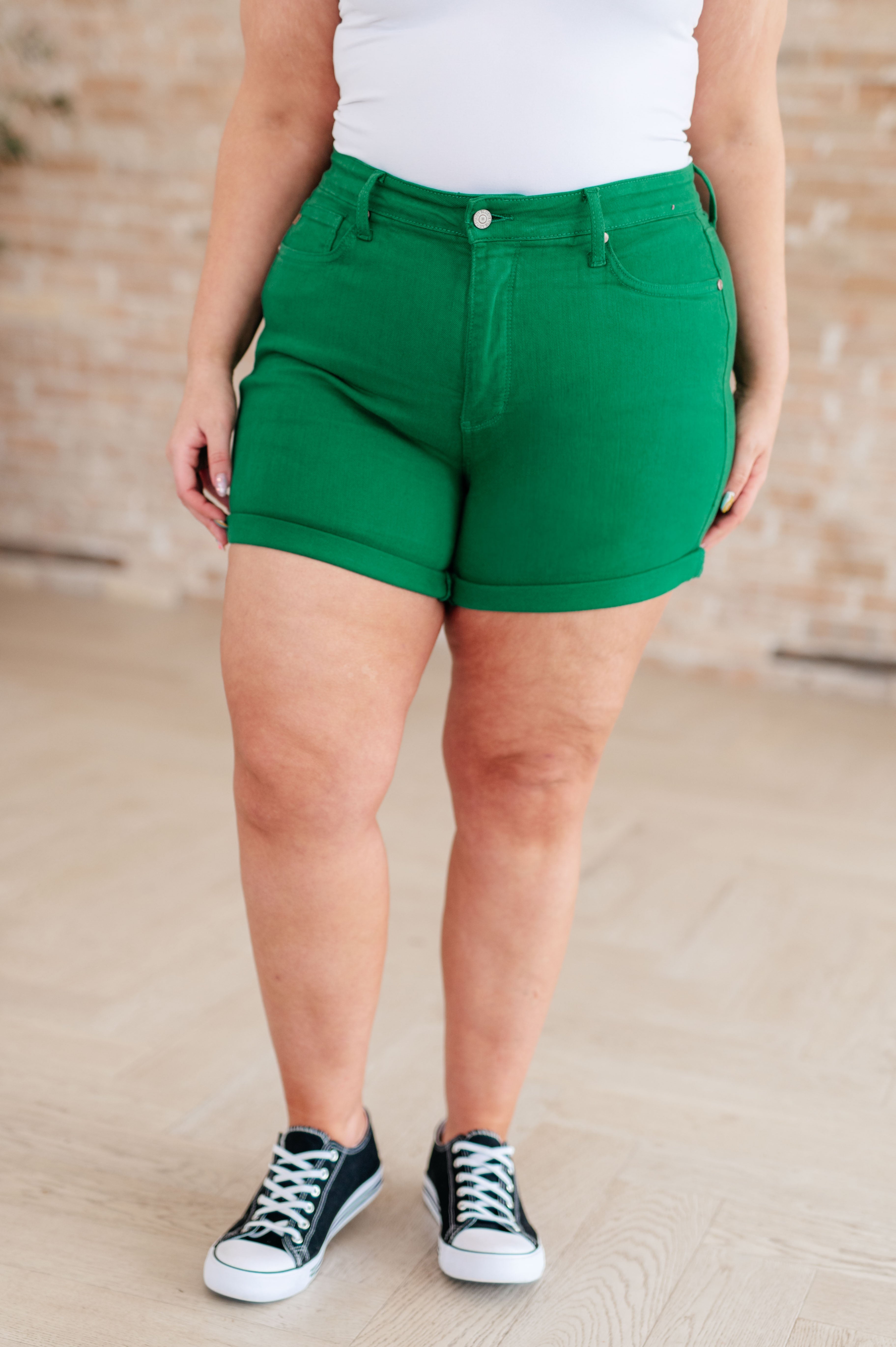 Jenna Green High Rise Control Top Cuffed Shorts - [ecommerce website name]