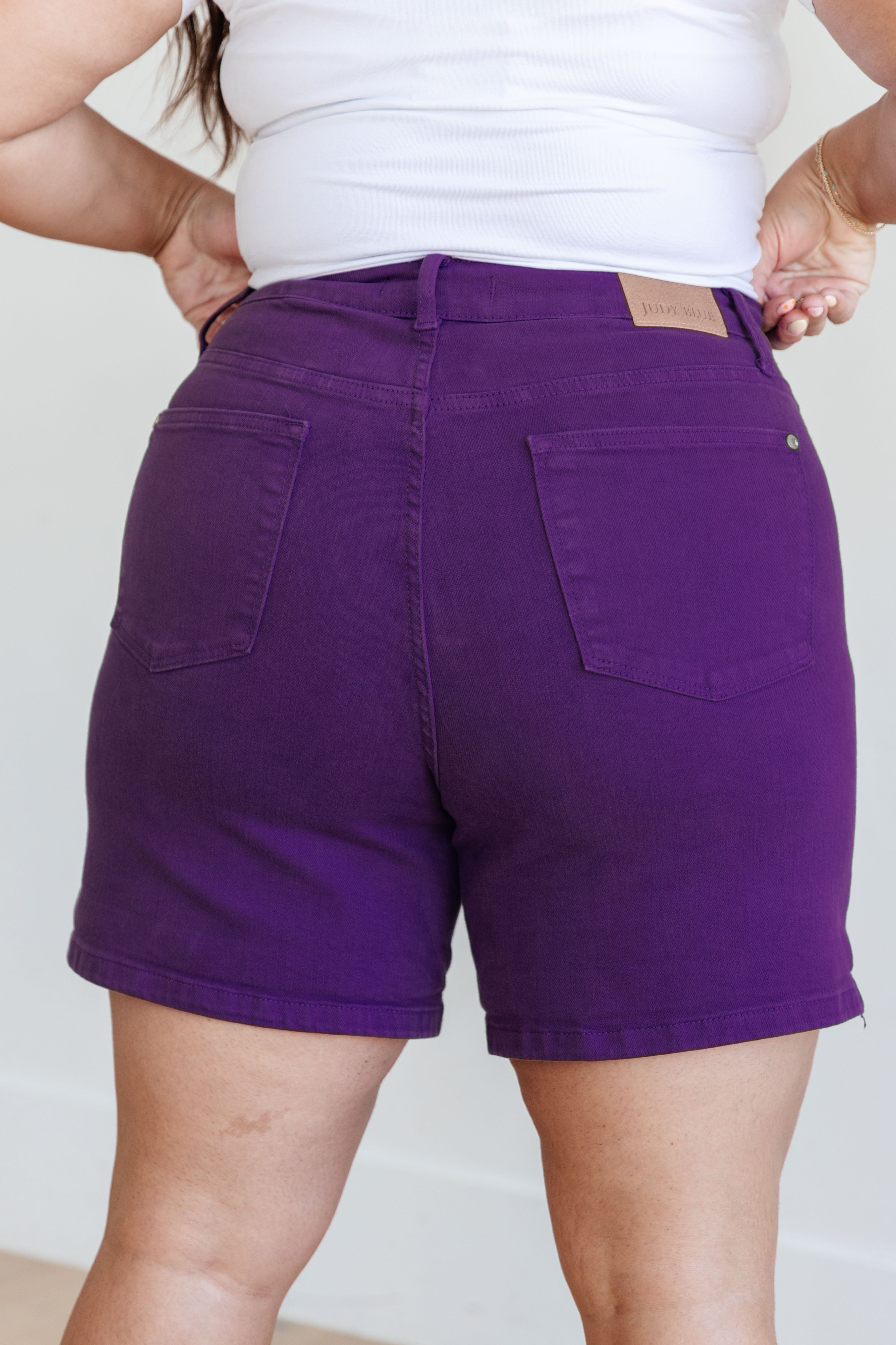 Jenna High Rise Purple Control Top Cuffed Shorts