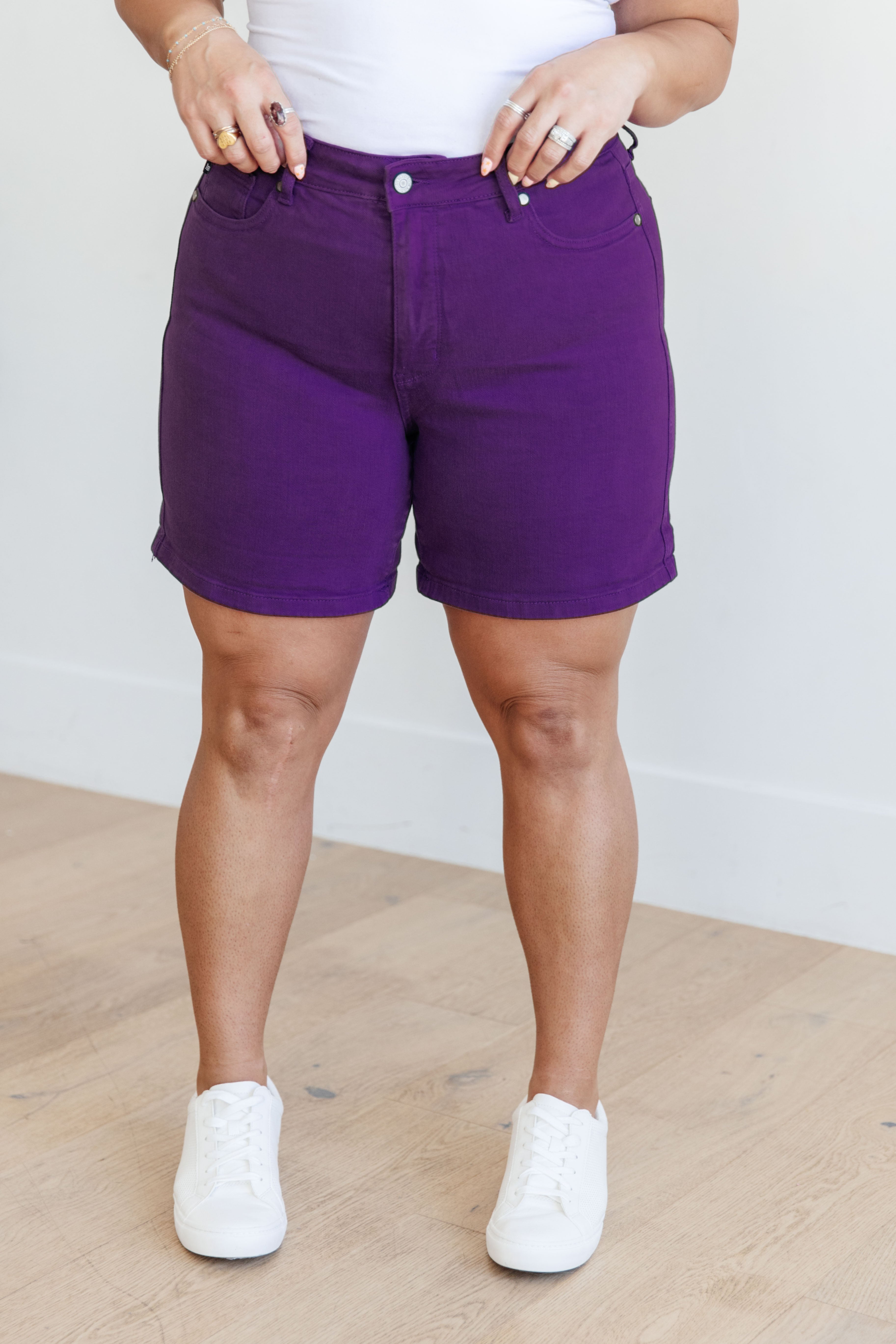 Jenna High Rise Purple Control Top Cuffed Shorts