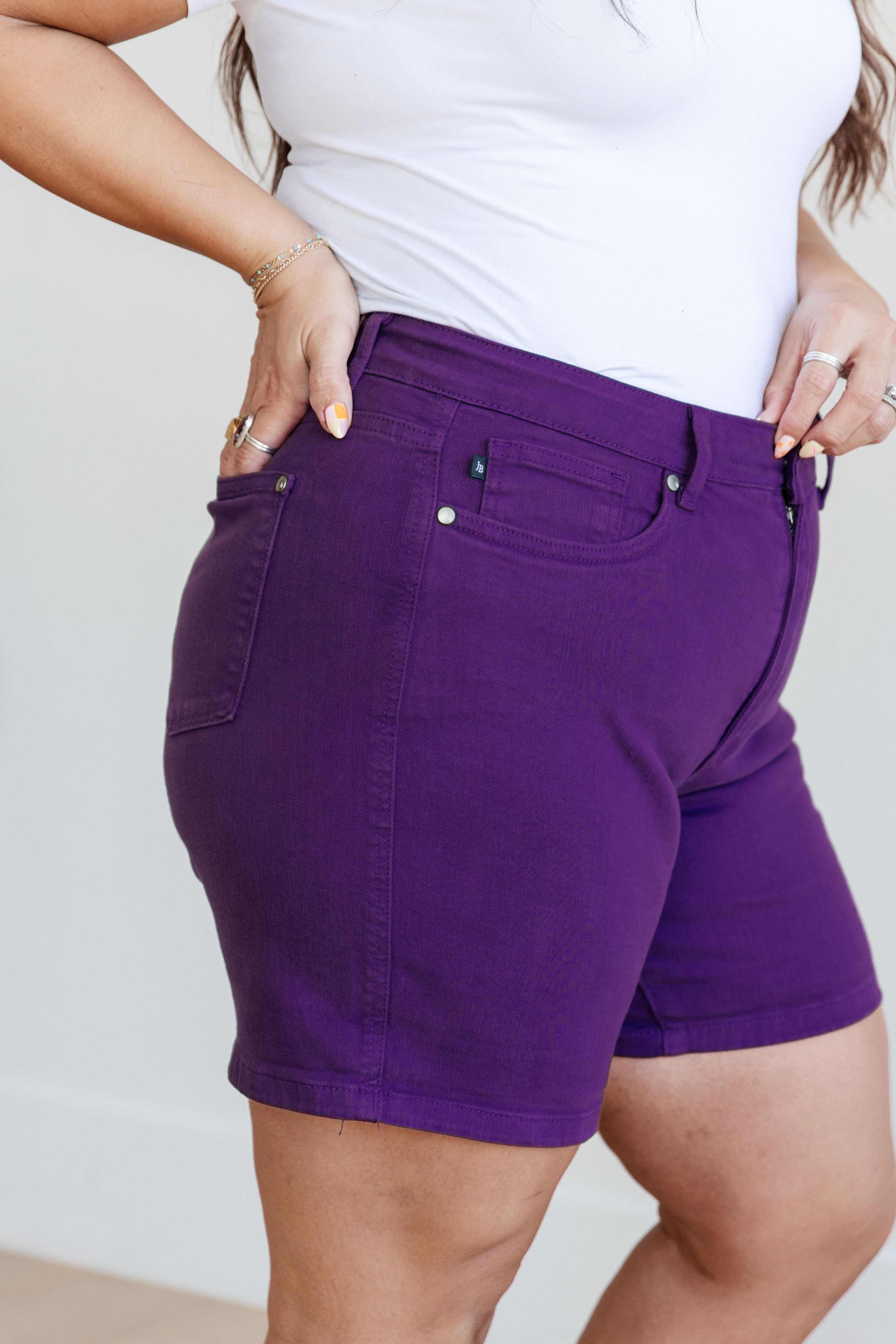 Jenna High Rise Purple Control Top Cuffed Shorts