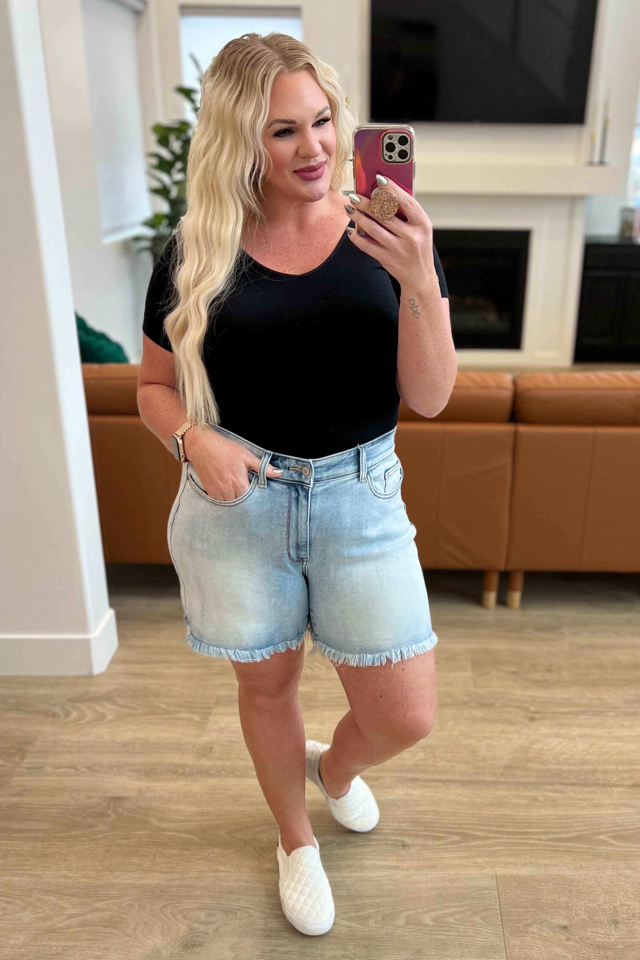 Jenny High Rise Denim Shorts