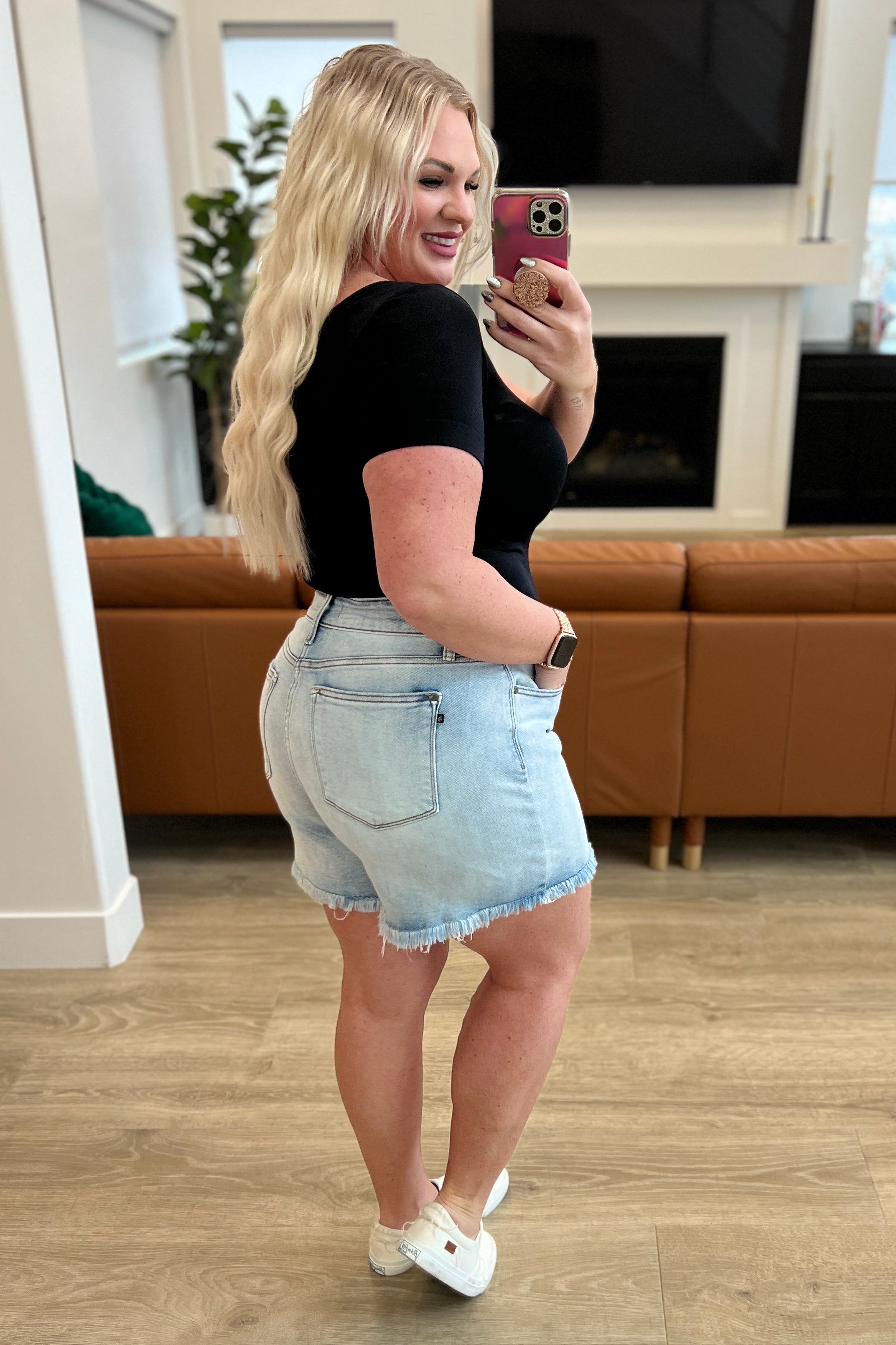 Jenny High Rise Denim Shorts