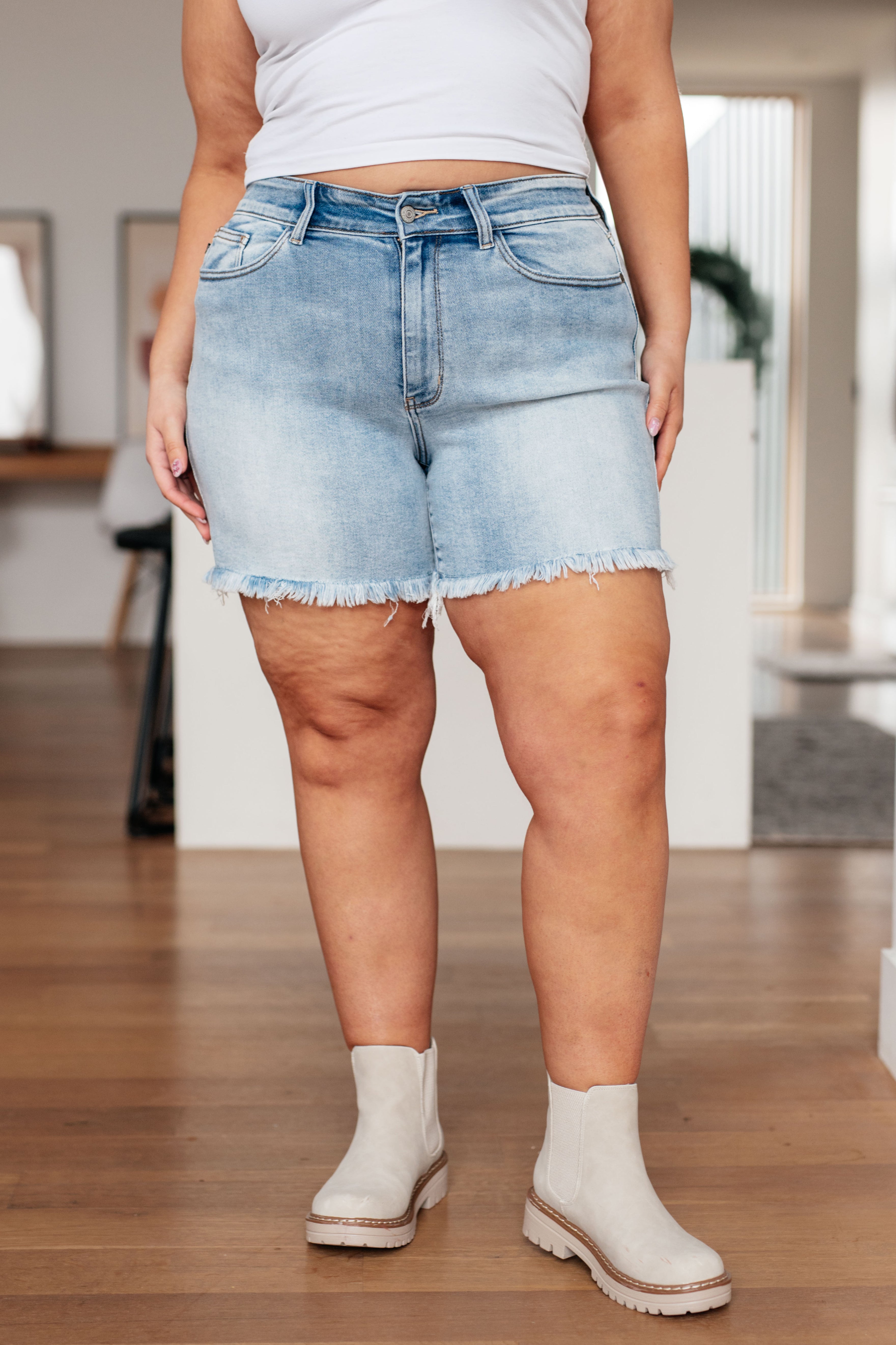 Jenny High Rise Denim Shorts