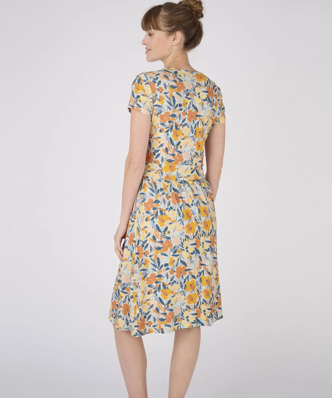 Jersey Print Wrap Mock Dress