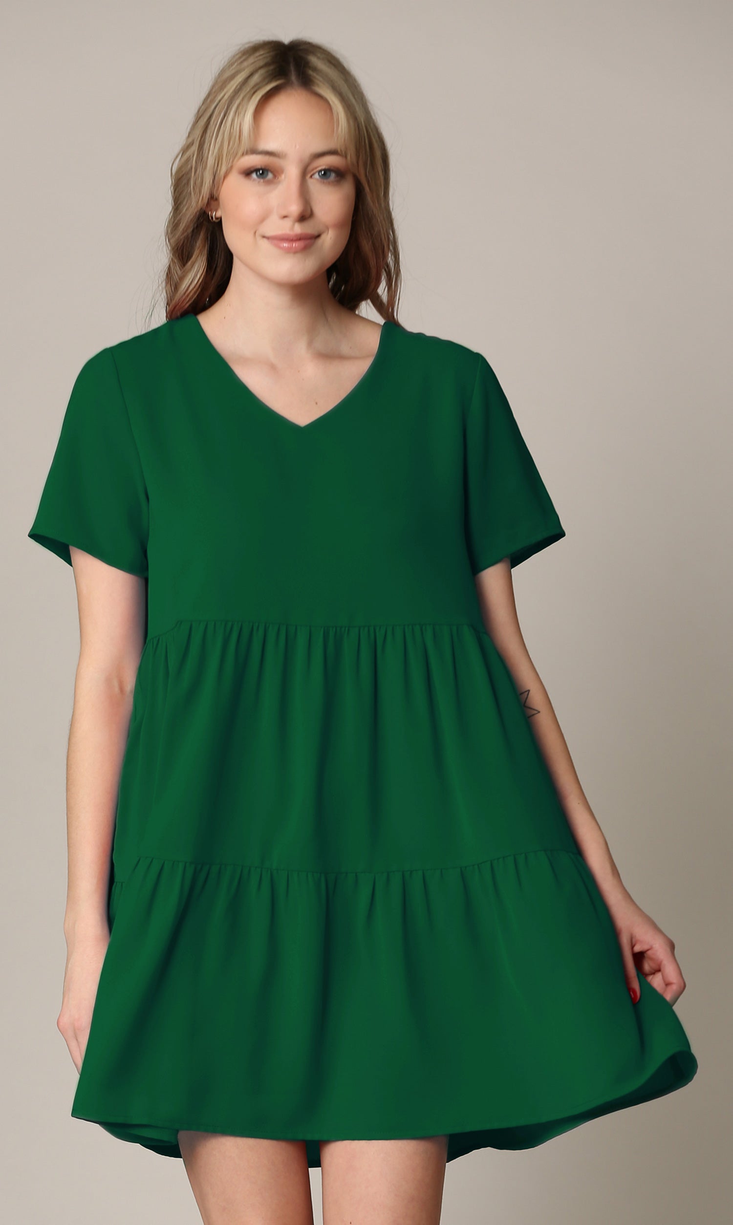 Johnny Casual Flowy Swing Shift Dress - Tiered, Short Sleeve