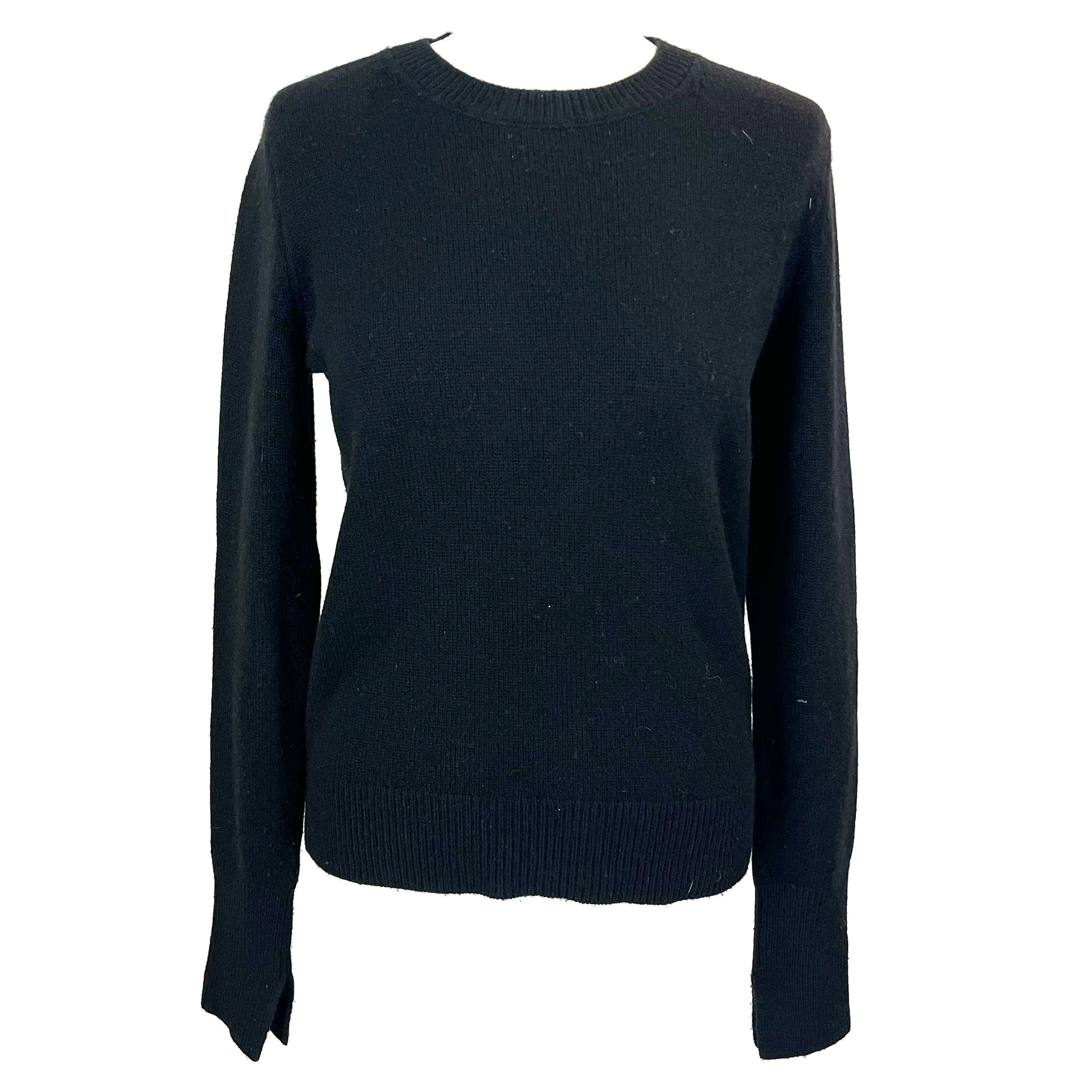 Joseph Black Cashmere Sweater in Classic Thick Style, Size M.